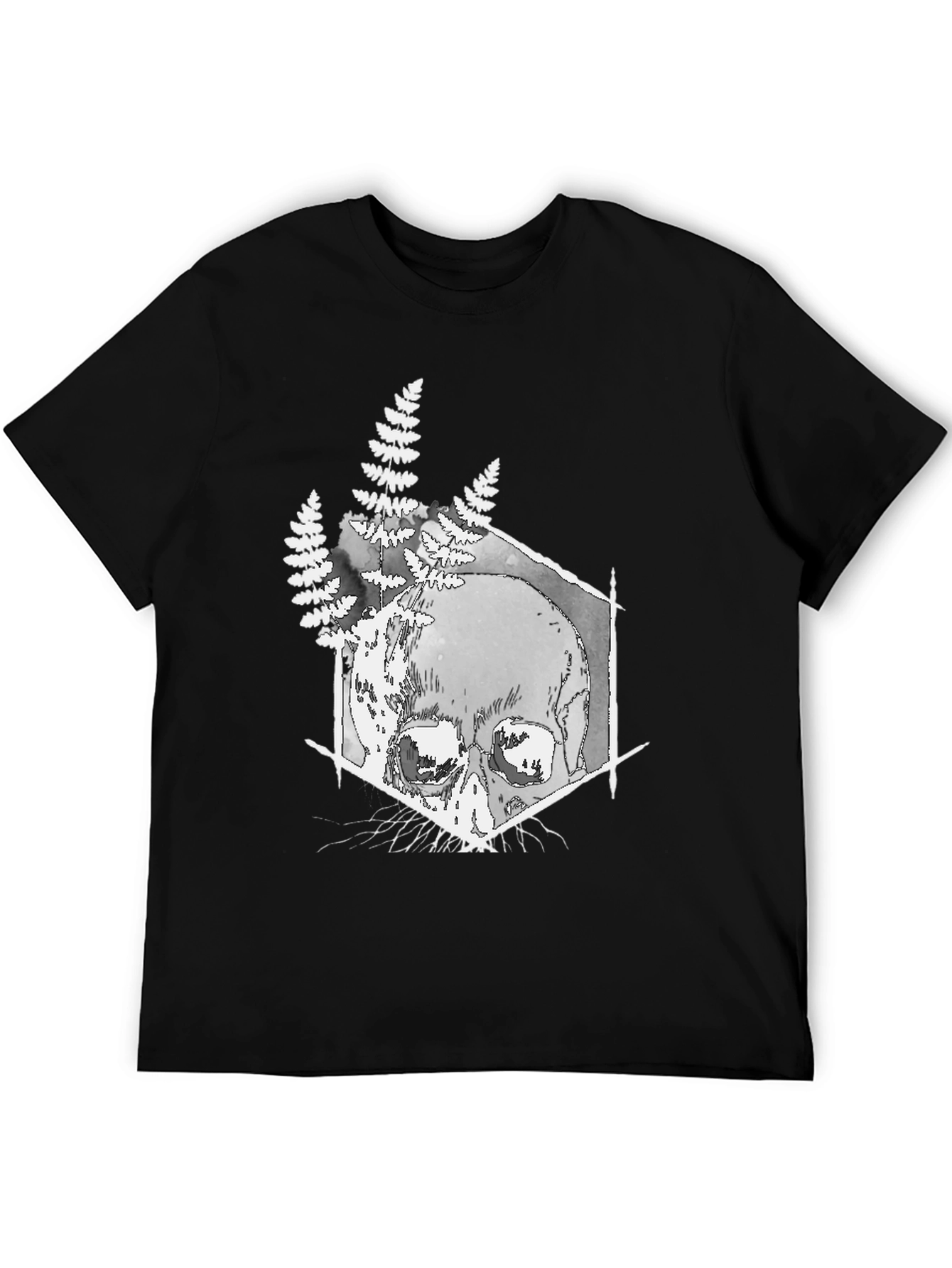 Skull & Fern Graphic T-Shirt - Black