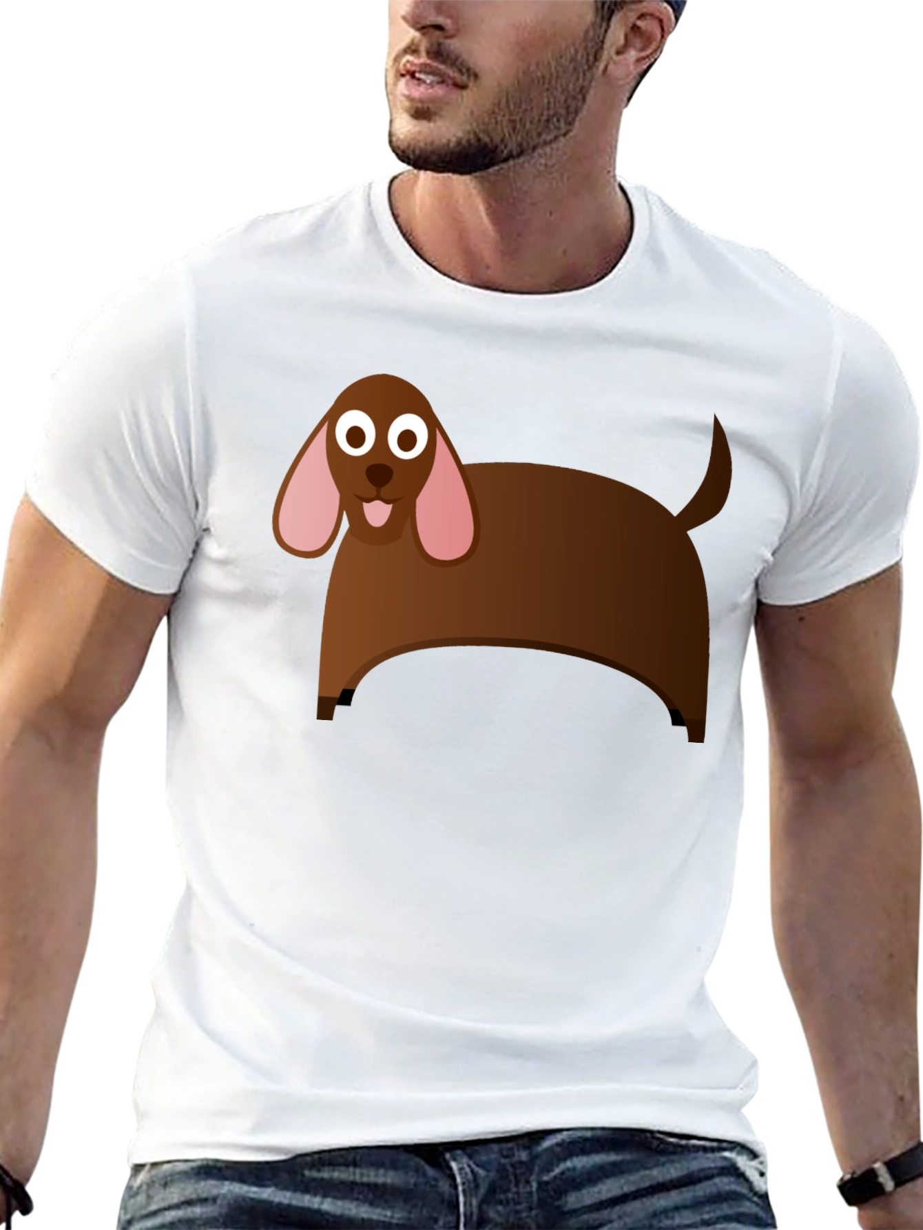 Cartoon Dog Graphic T-Shirt - Black Cotton Tee