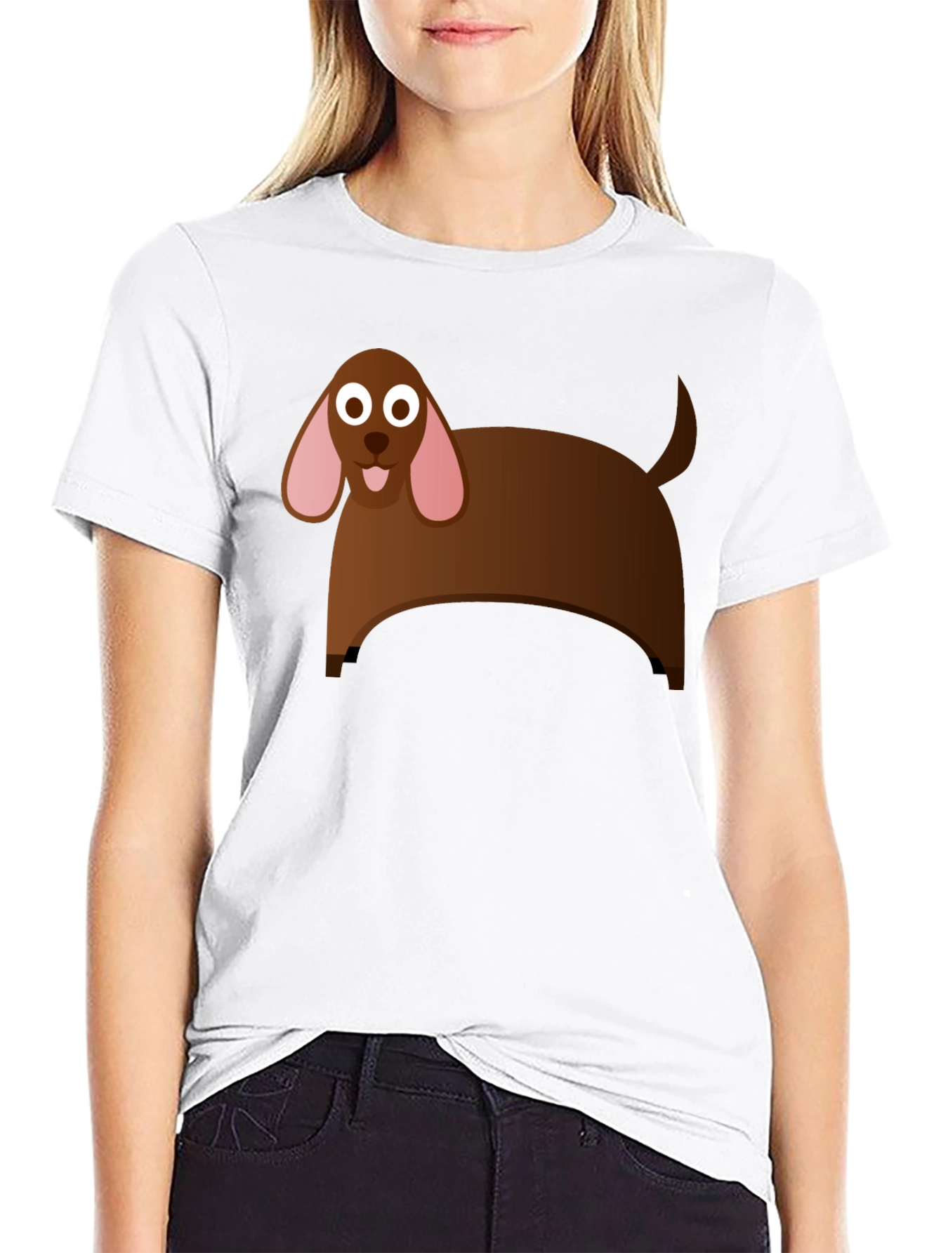 Cartoon Dog Graphic T-Shirt - Black Cotton Tee