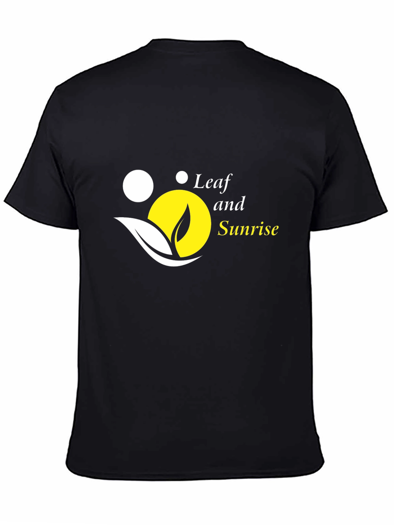 Leaf and Sunrise Graphic Black T-Shirt