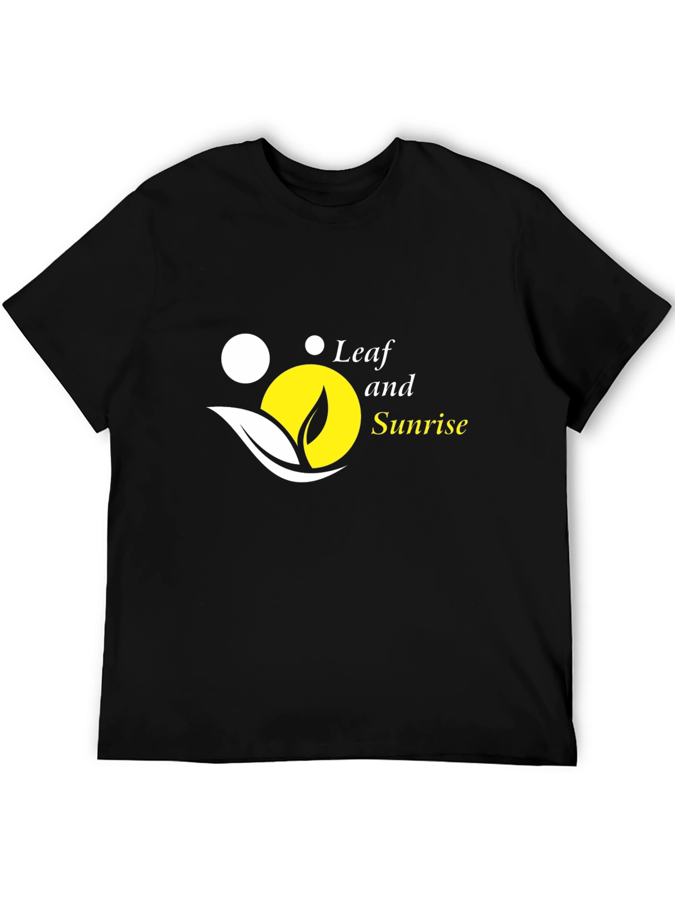 Leaf and Sunrise Graphic Black T-Shirt