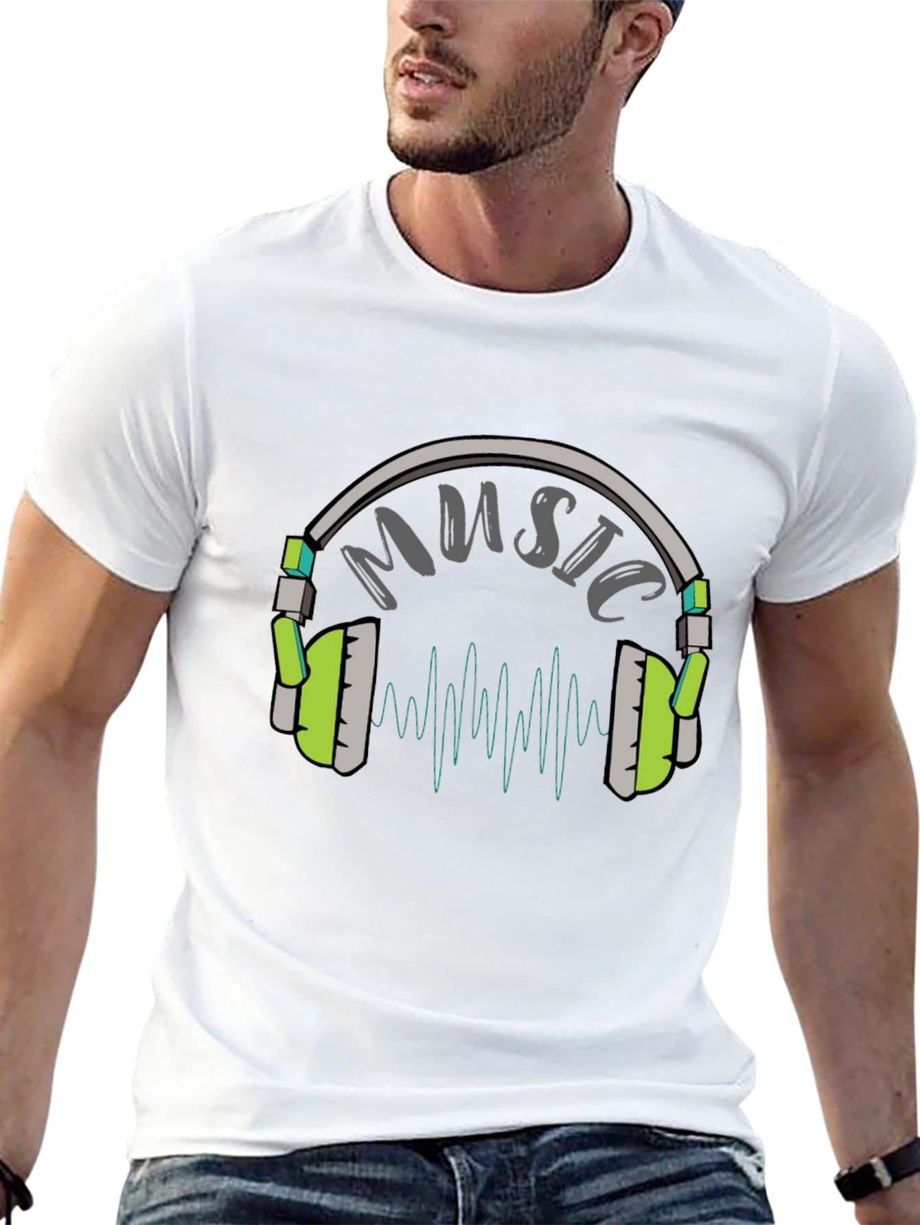 Music Headphone Graphic Tee - Black T-Shirt