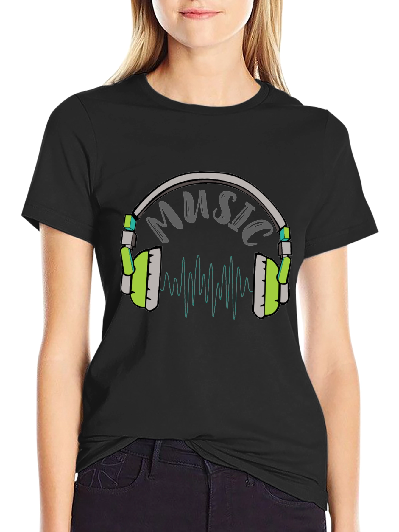 Music Headphone Graphic Tee - Black T-Shirt