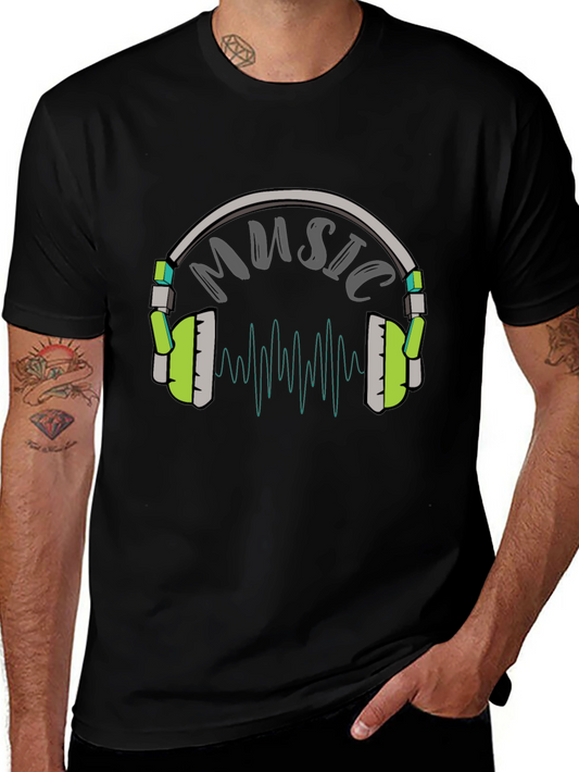 Music Headphone Graphic Tee - Black T-Shirt