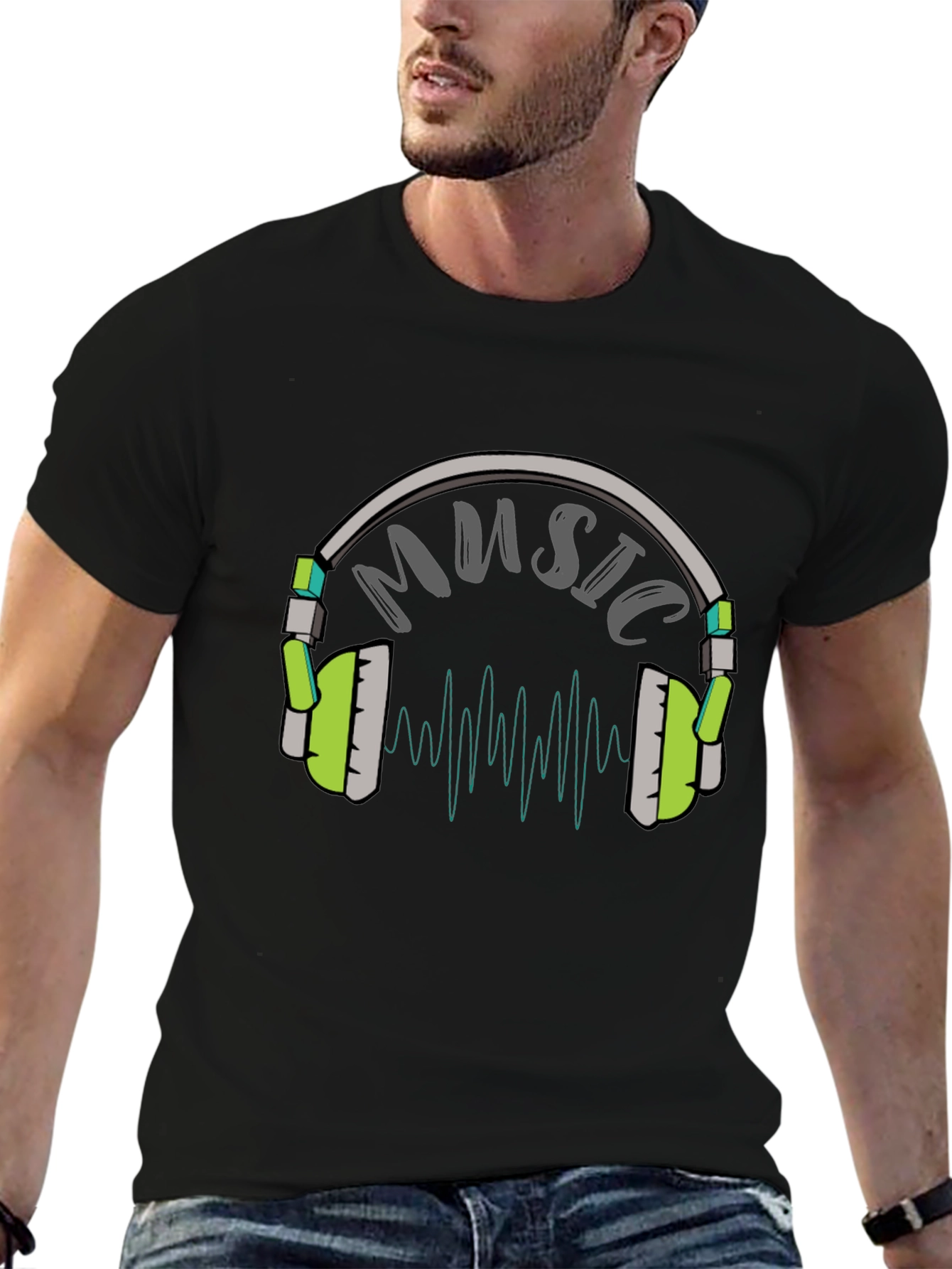 Music Headphone Graphic Tee - Black T-Shirt