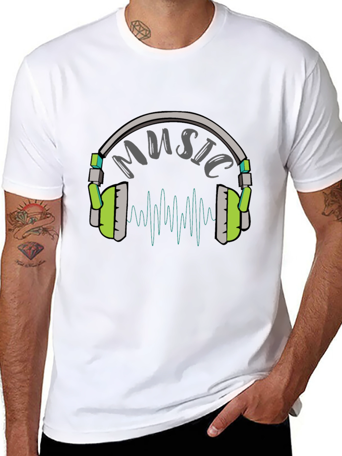 Music Headphone Graphic Tee - Black T-Shirt