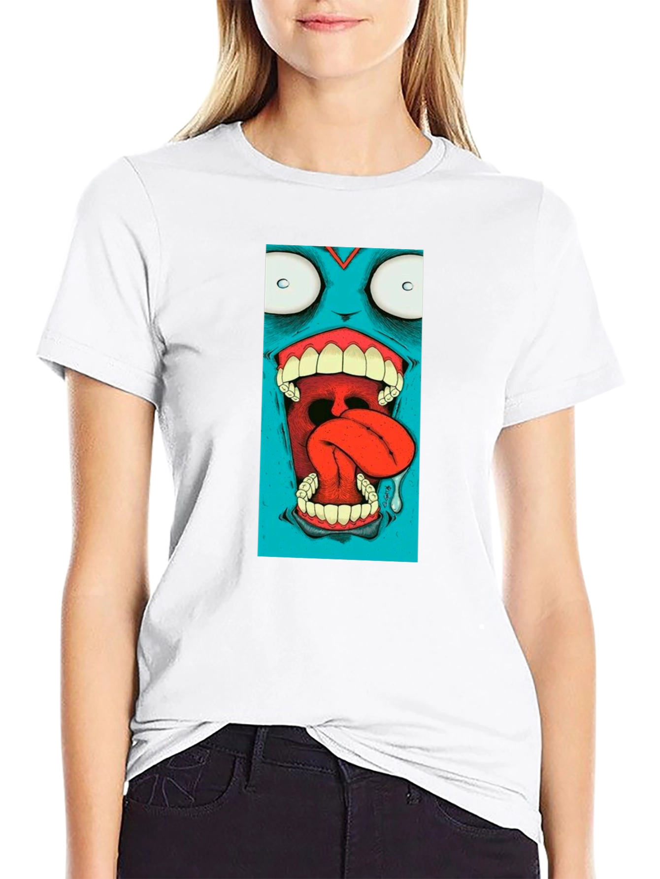 Monster Graphic Print Black T-Shirt