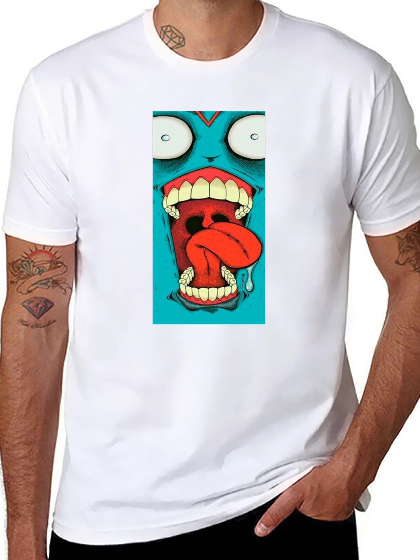 Monster Graphic Print Black T-Shirt