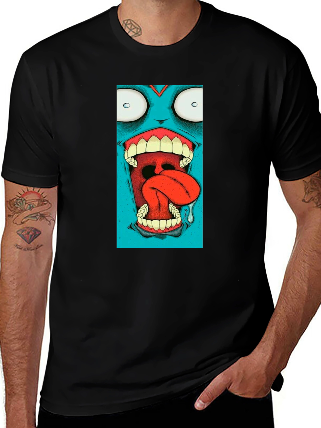 Monster Graphic Print Black T-Shirt