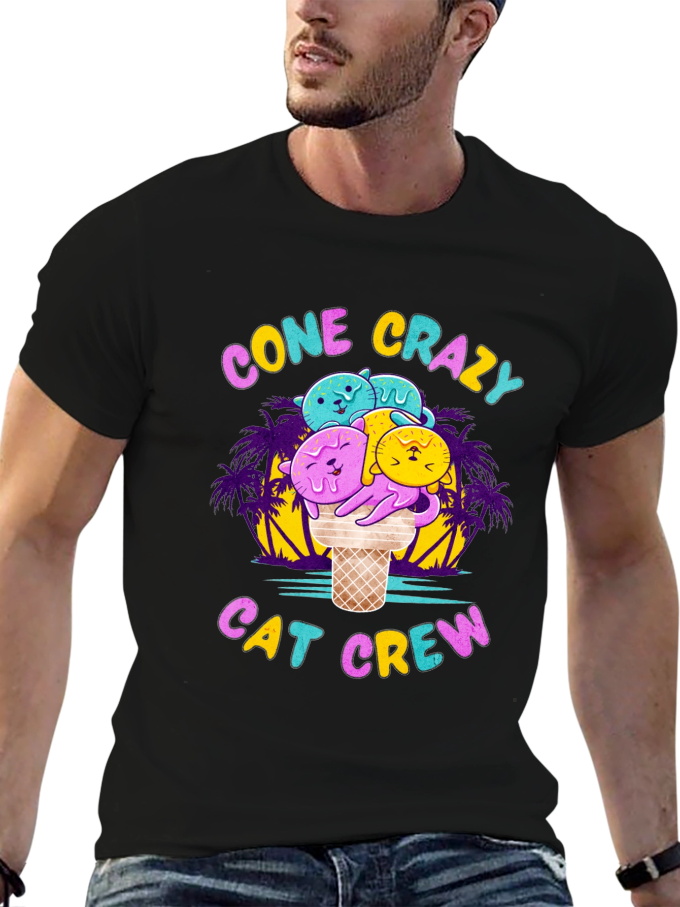 Cone Crazy Cat Crew Black T-Shirt