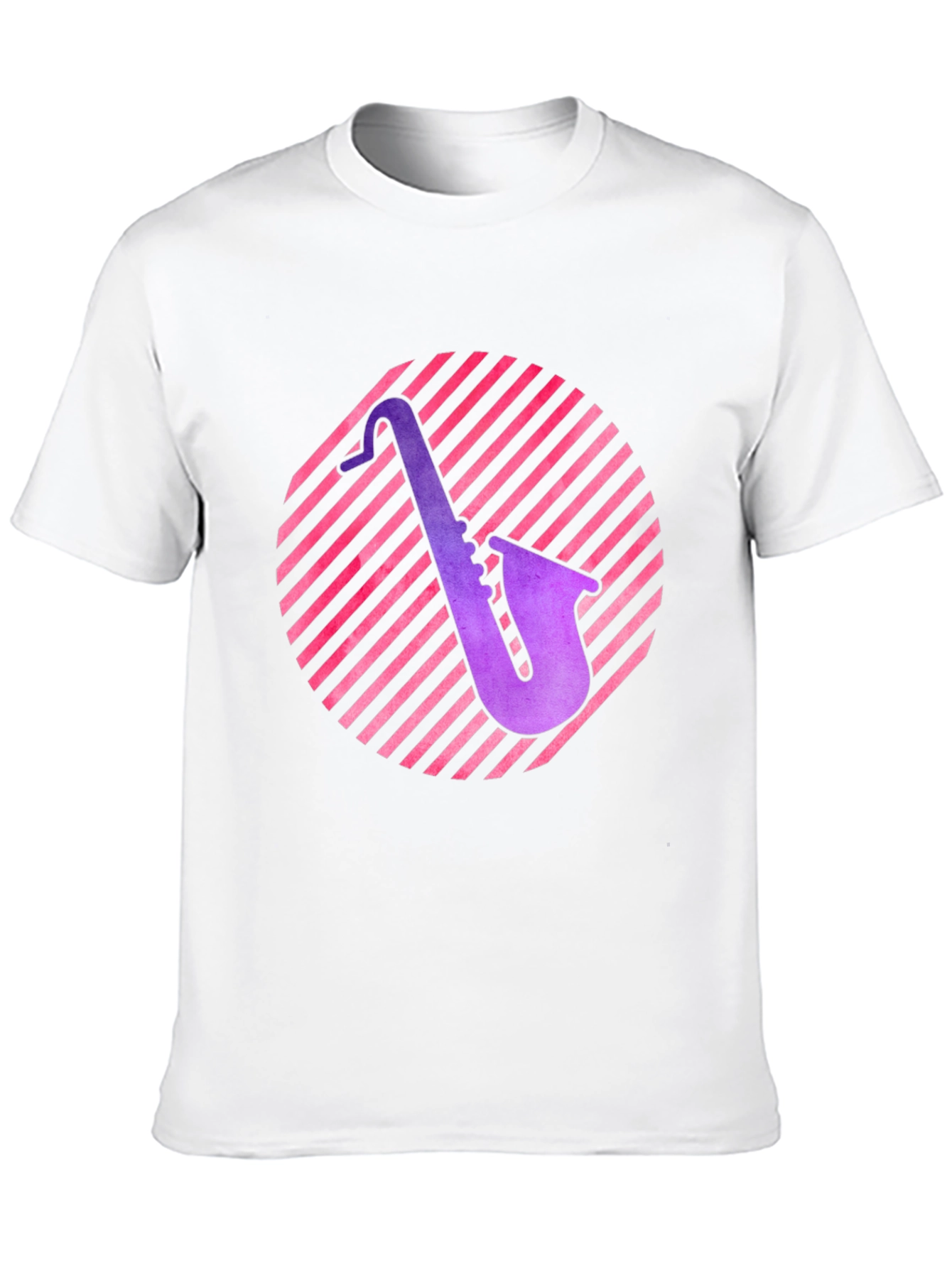 Saxophone Circle Graphic Tee - Black Cotton Shirt