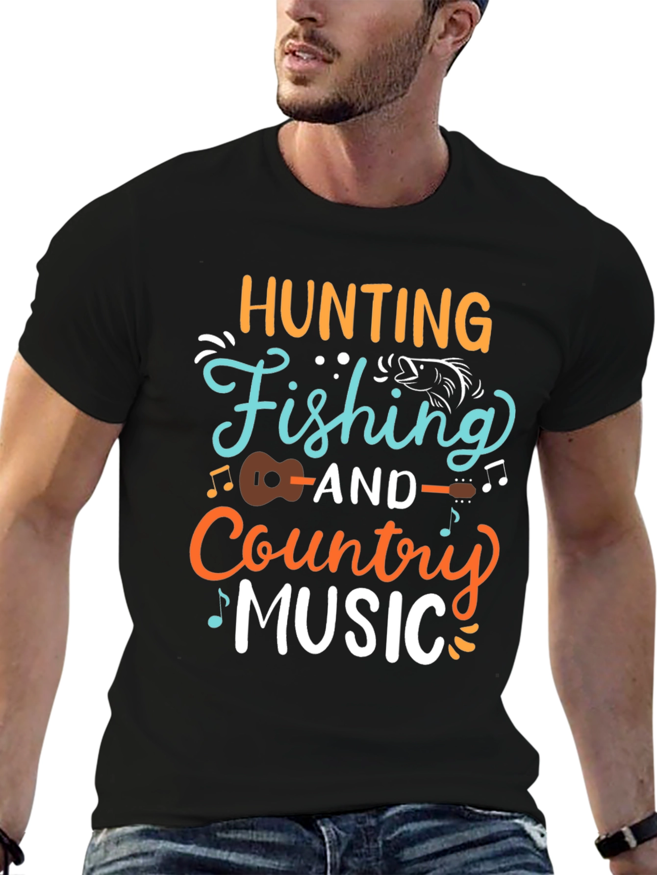 Hunting Fishing Country Music Graphic T-Shirt