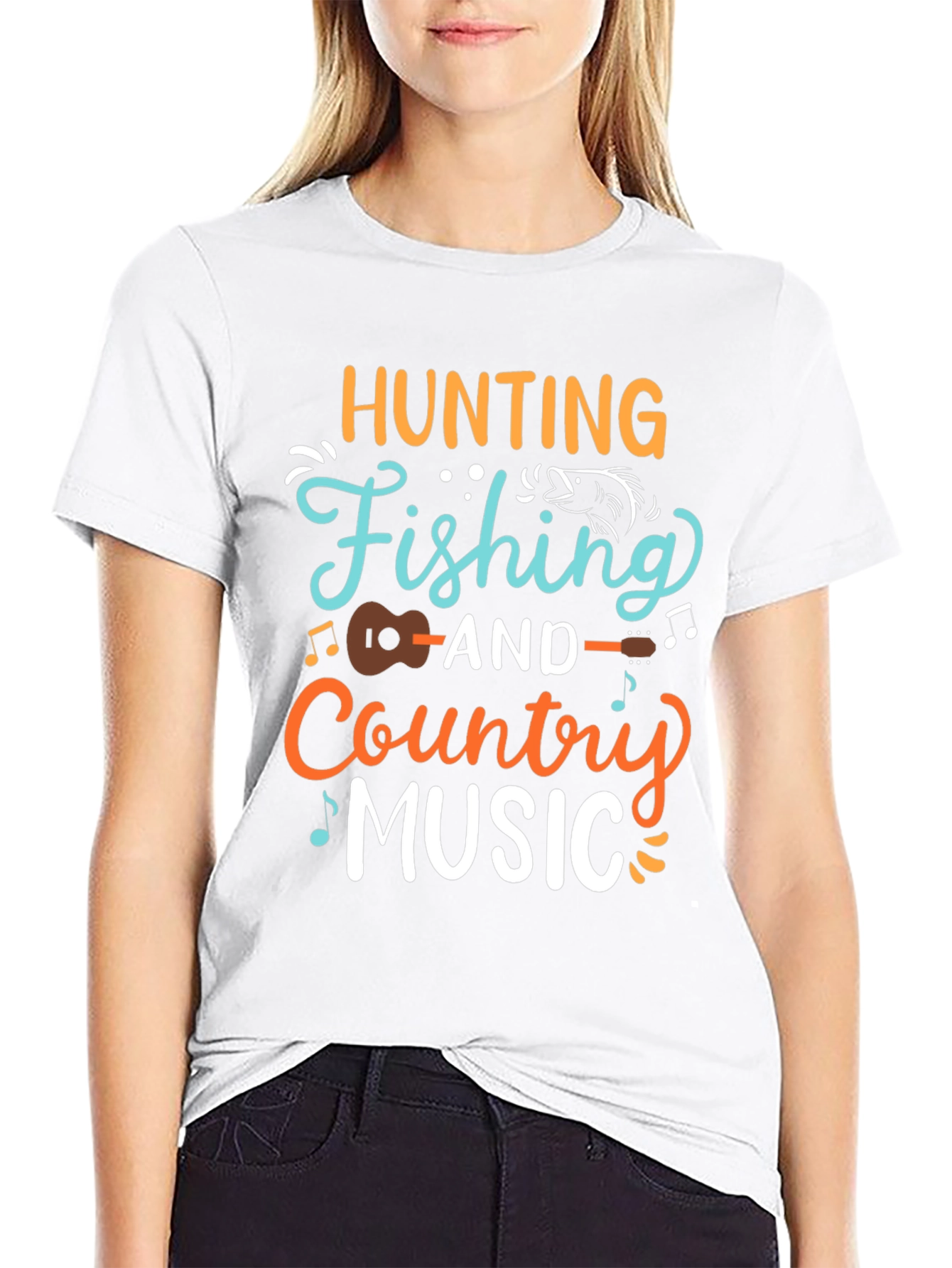 Hunting Fishing Country Music Graphic T-Shirt
