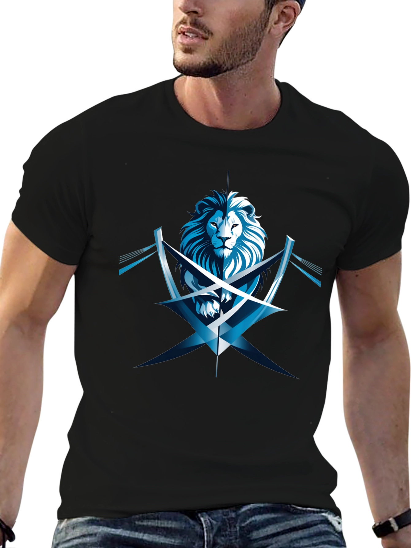 Lion Graphic Black T-Shirt - Modern Style