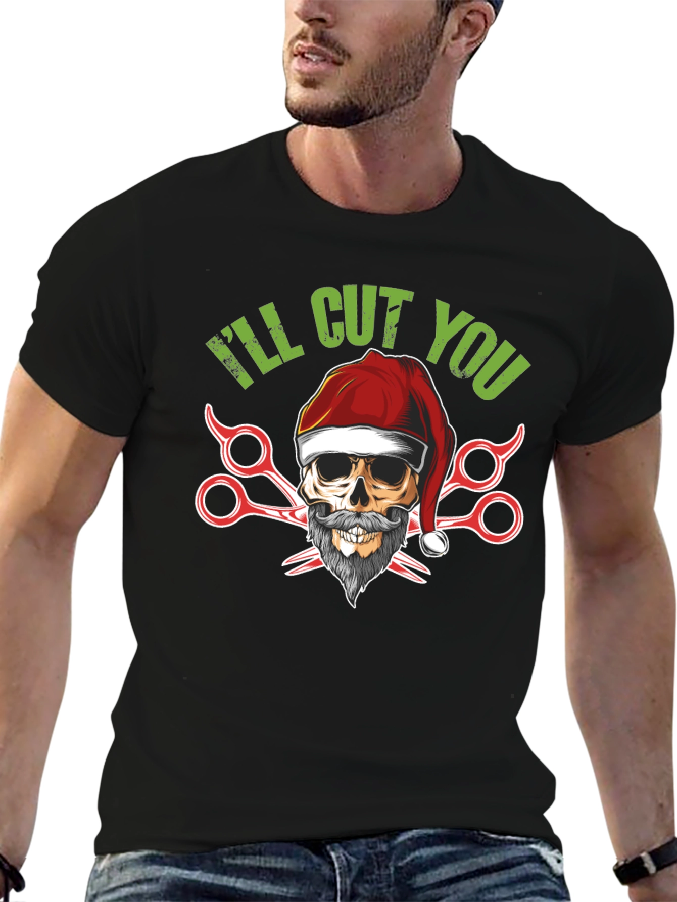 Skull Barber Christmas T-Shirt
