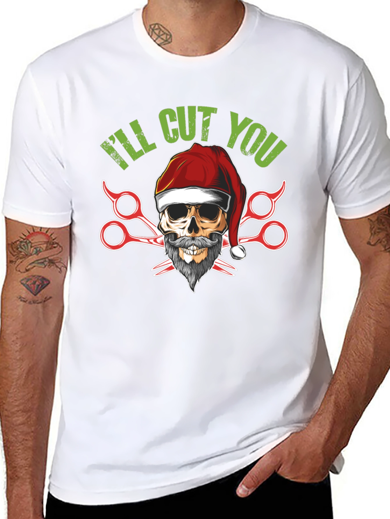 Skull Barber Christmas T-Shirt