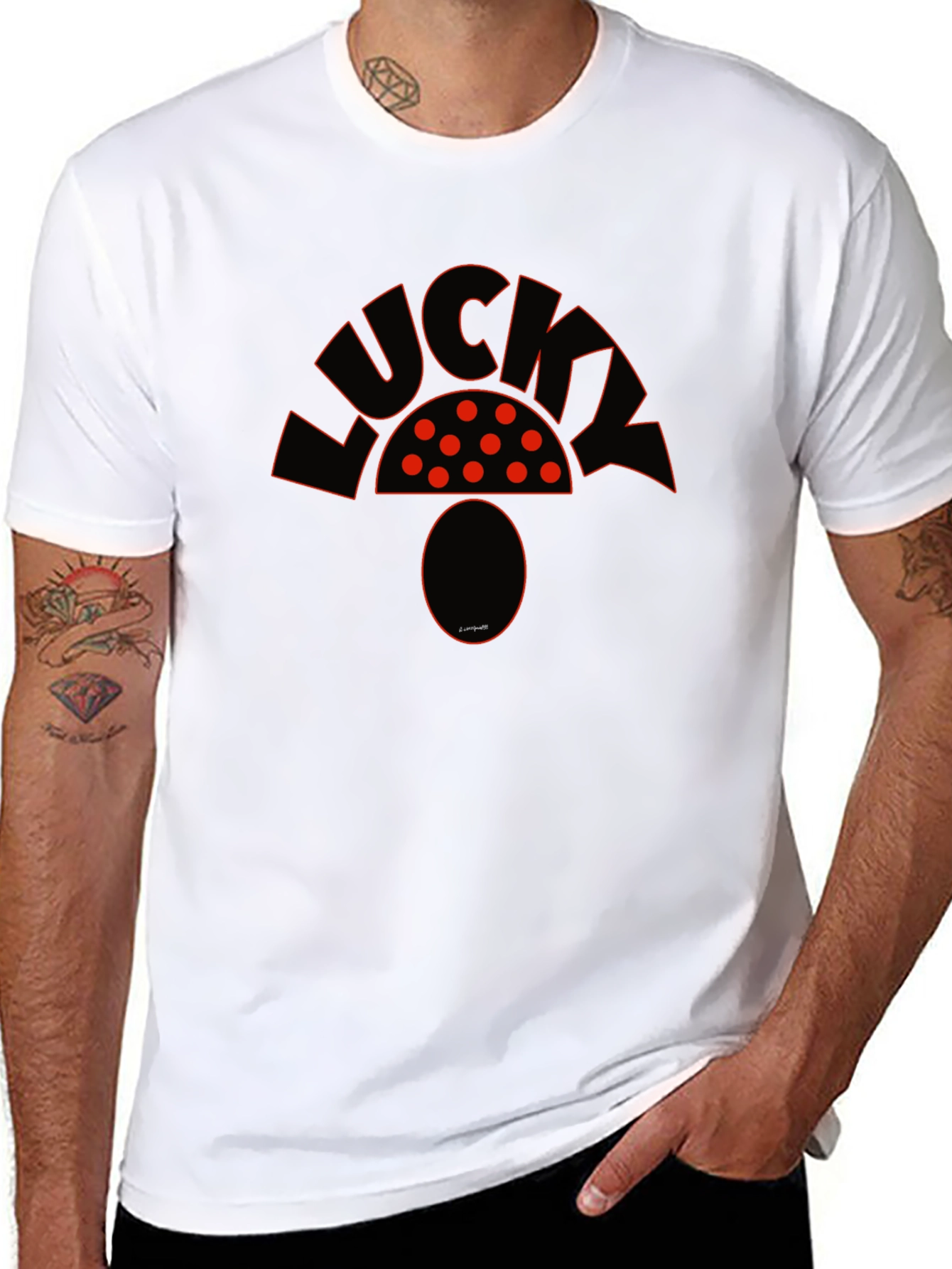 Lucky Mushroom Graphic Tee - Unisex Black T-Shirt