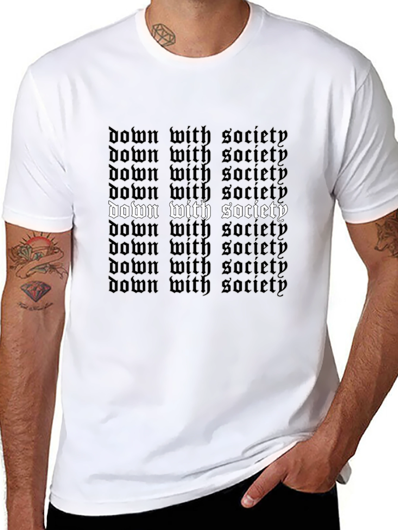 Down With Society Graphic Tee - Black Cotton Shirt