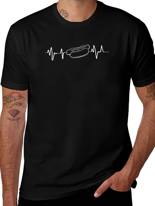 Heartbeat Hotdog T-Shirt - Black