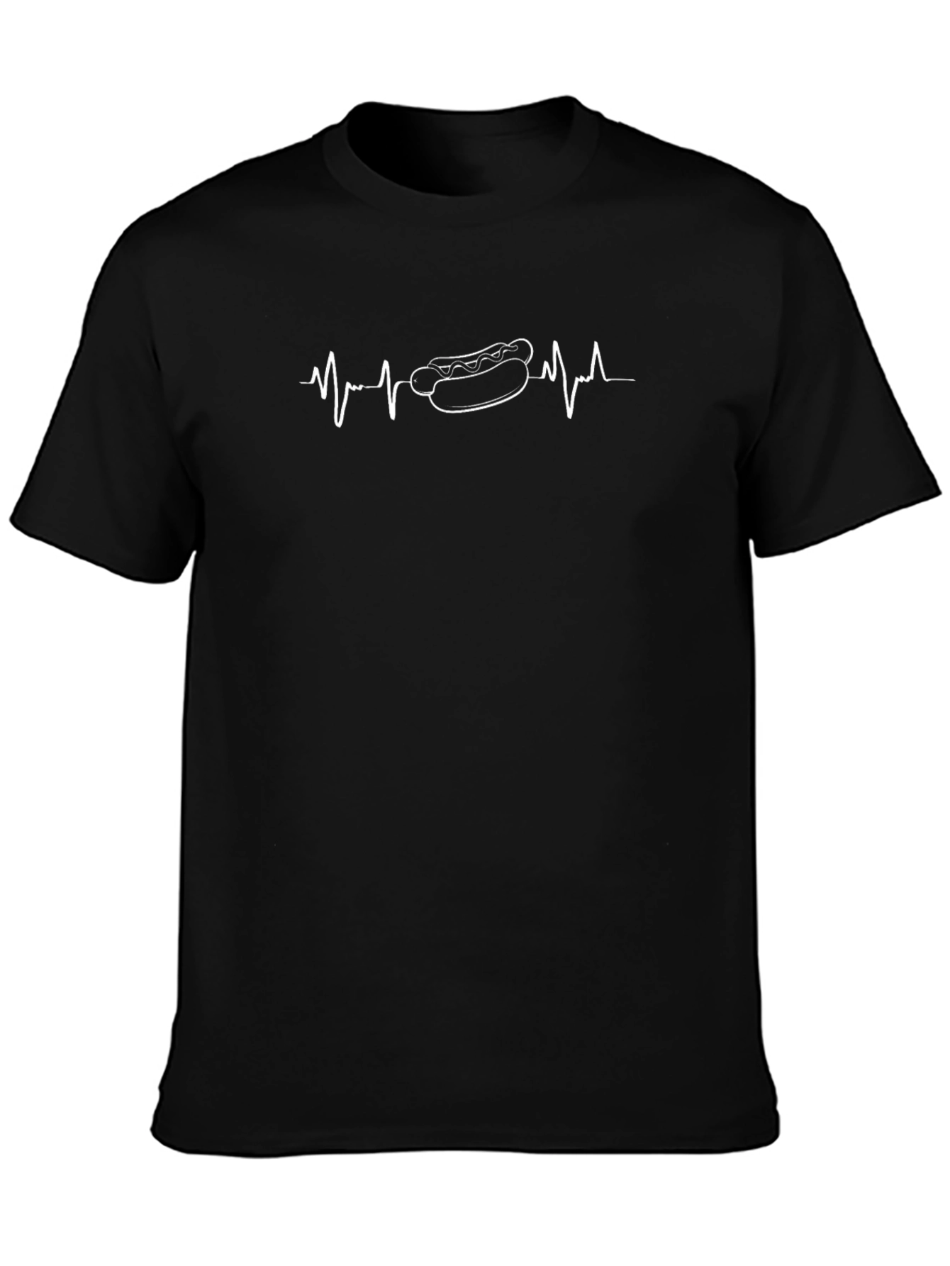 Heartbeat Hotdog T-Shirt - Black