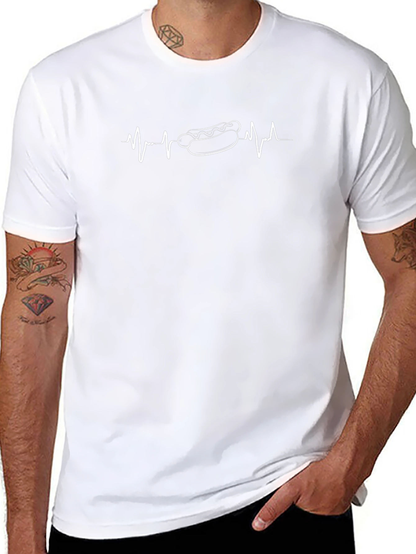 Heartbeat Hotdog T-Shirt - Black