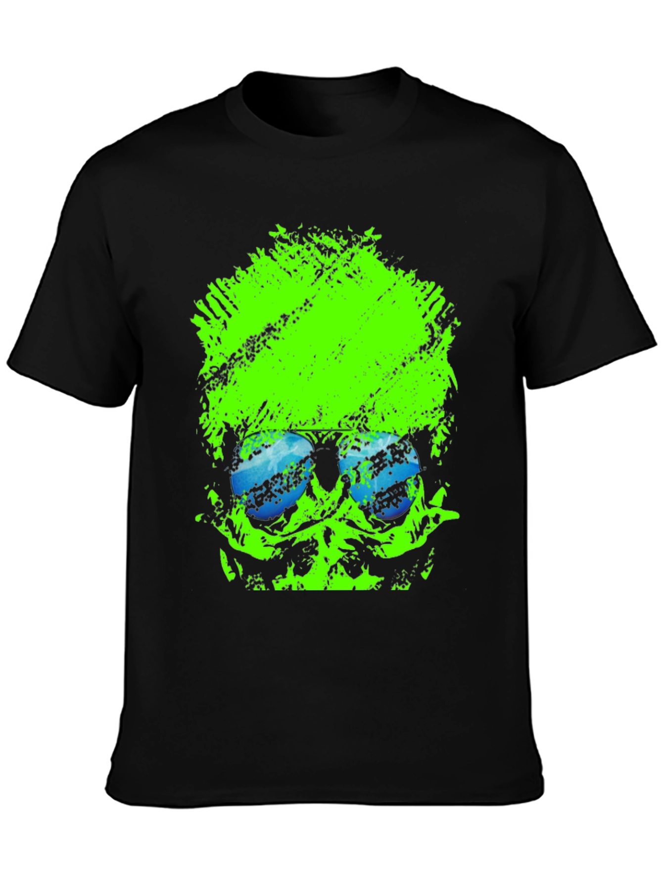 Neon Skull Graphic Black T-Shirt