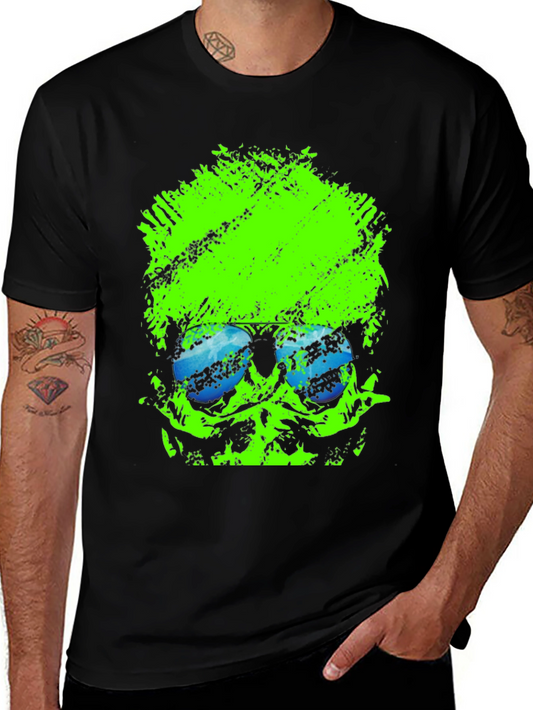 Neon Skull Graphic Black T-Shirt
