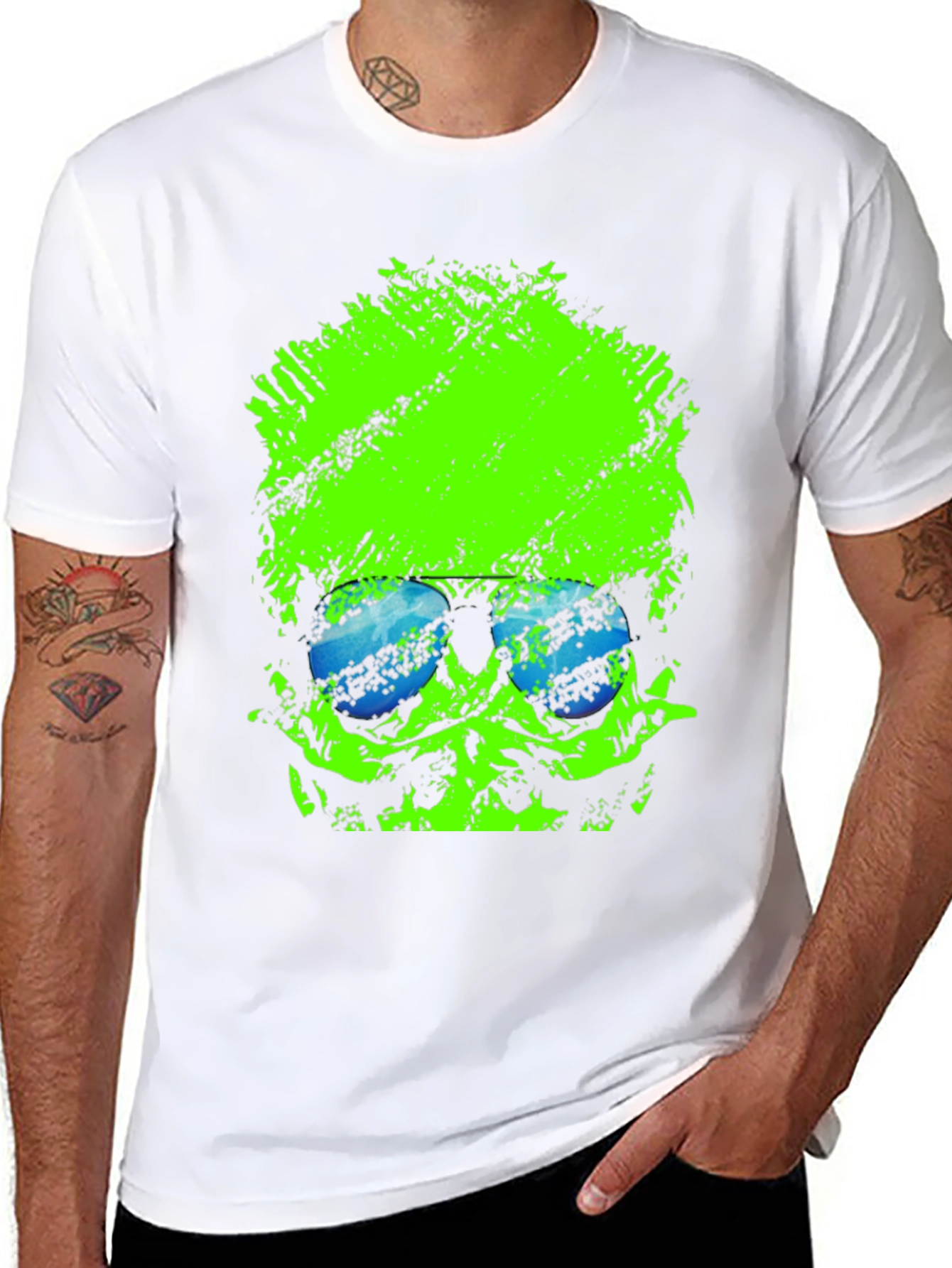 Neon Skull Graphic Black T-Shirt