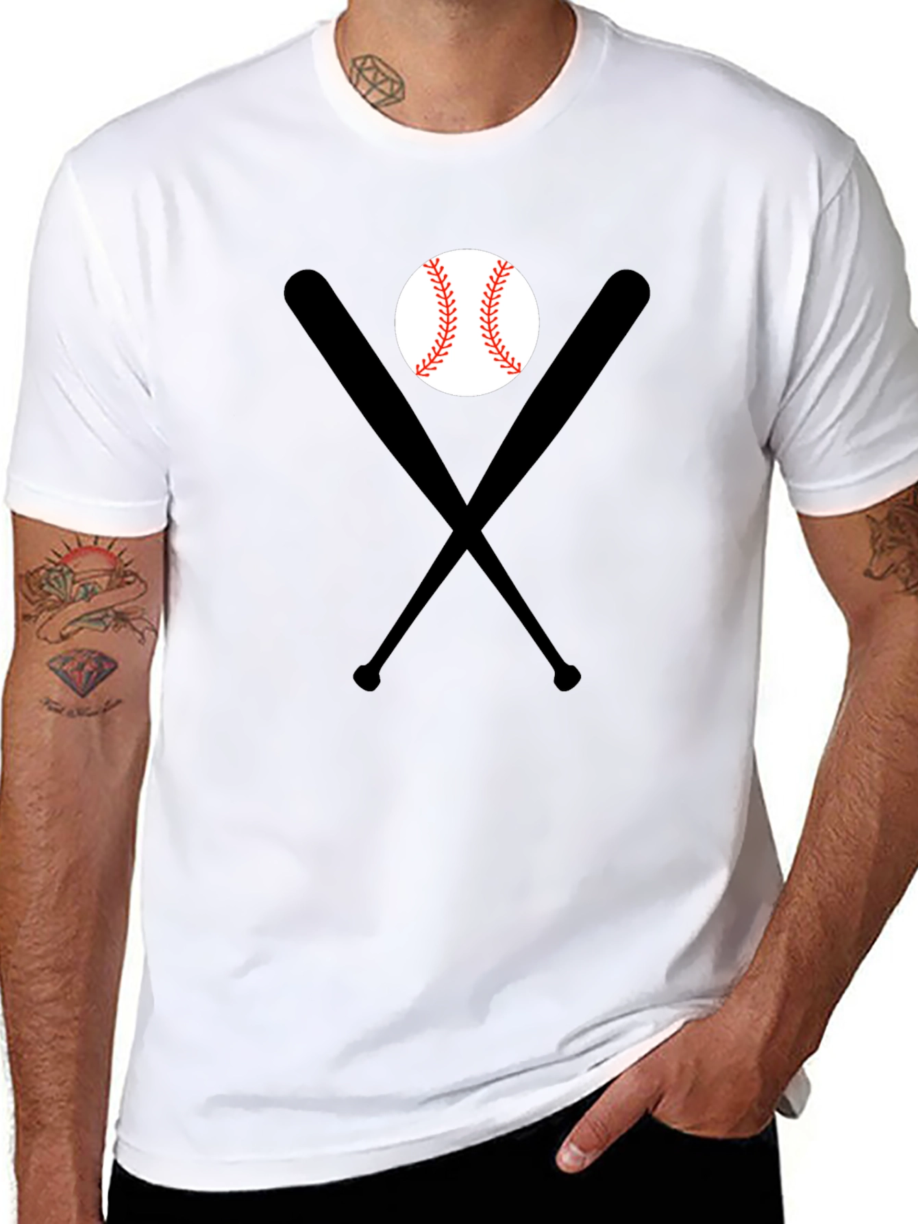 Baseball Bats & Ball Black T-Shirt