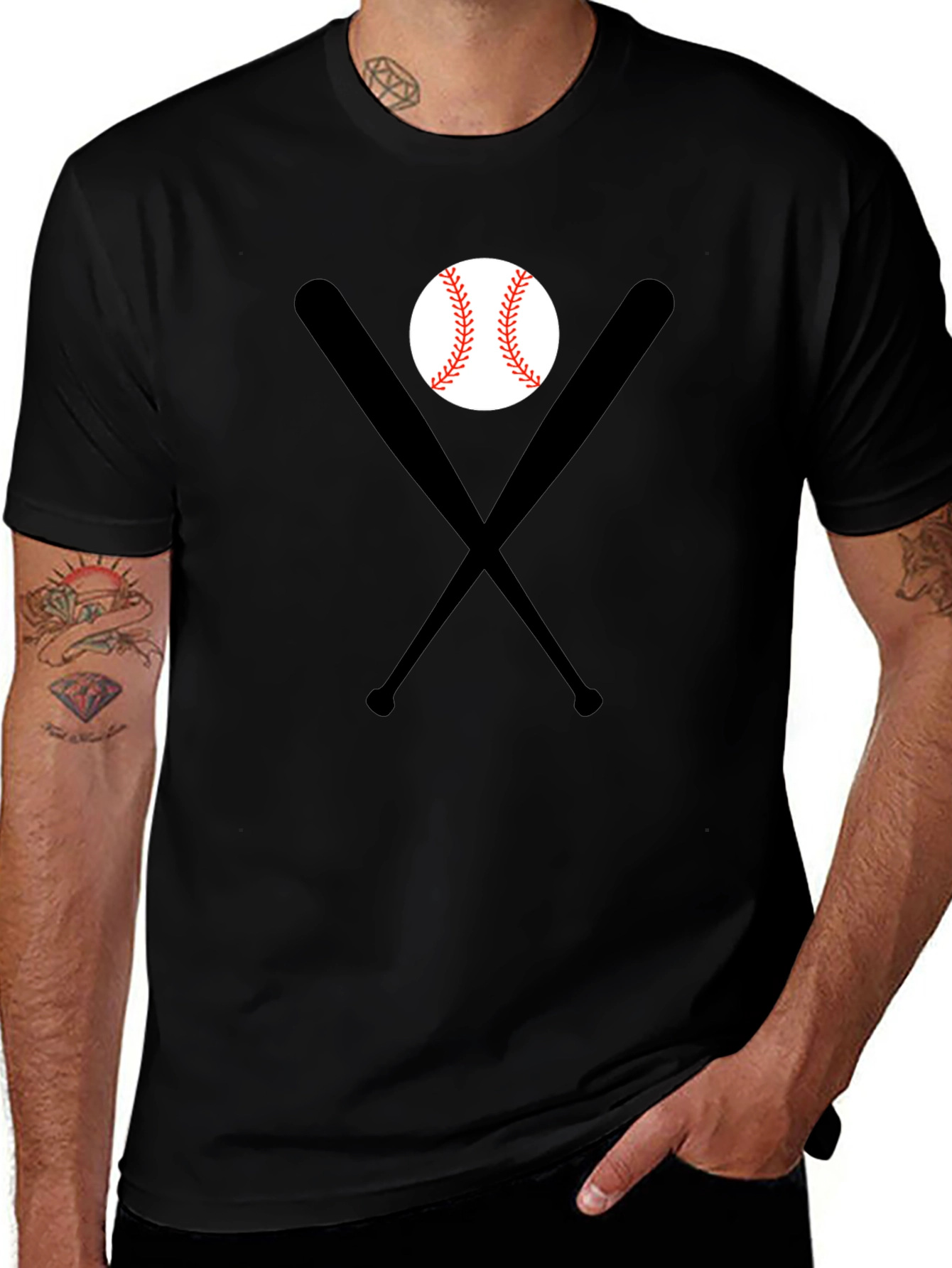 Baseball Bats & Ball Black T-Shirt
