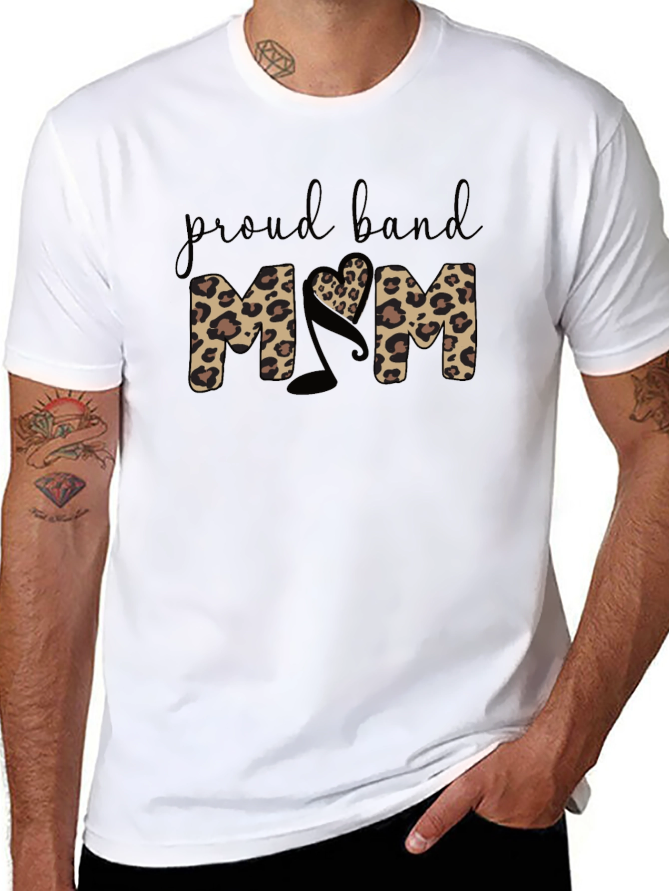 Proud Band Mom Leopard Print T-Shirt