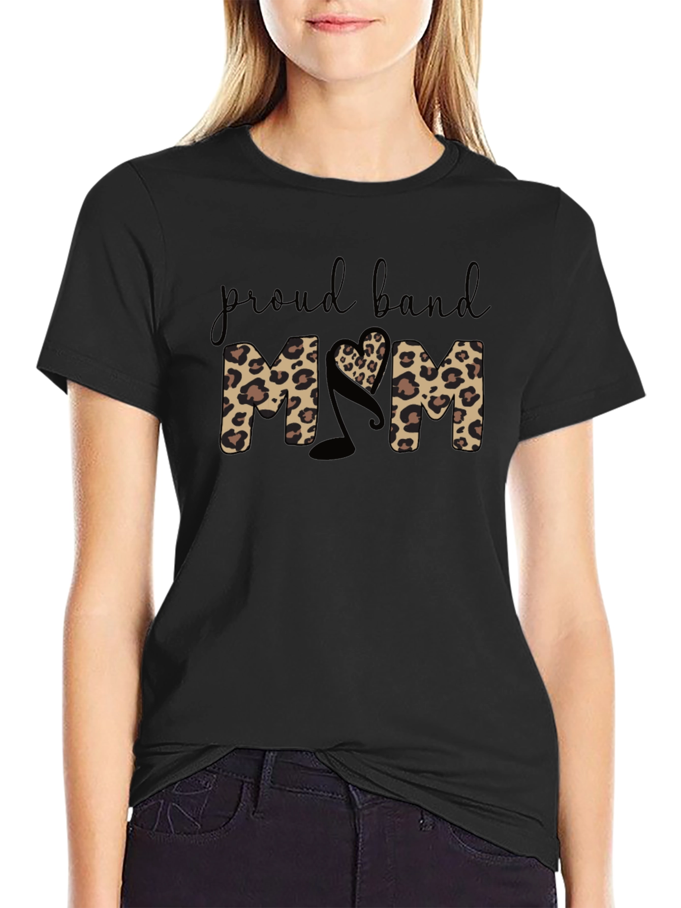 Proud Band Mom Leopard Print T-Shirt