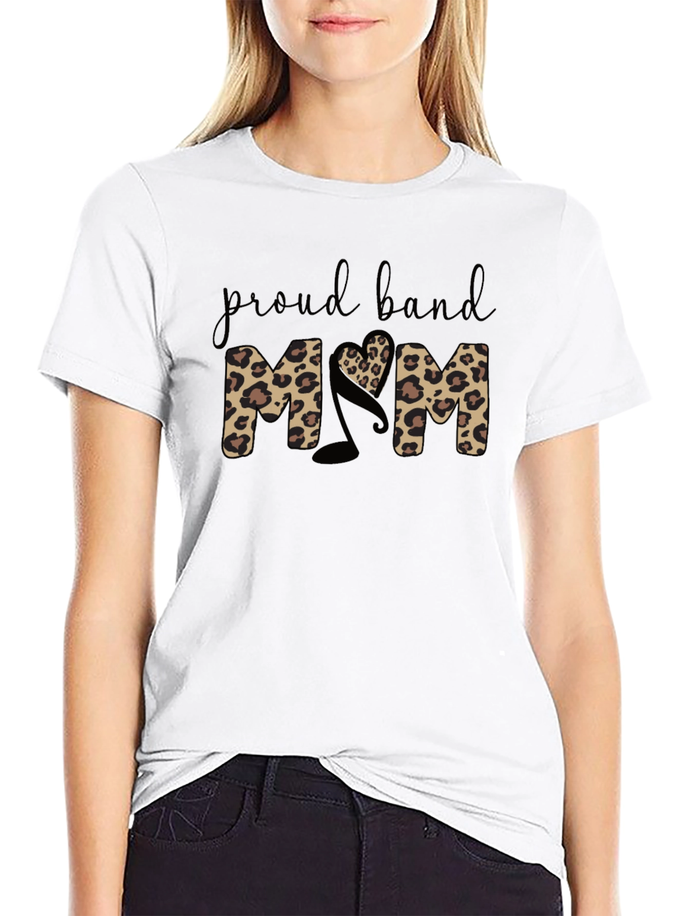 Proud Band Mom Leopard Print T-Shirt