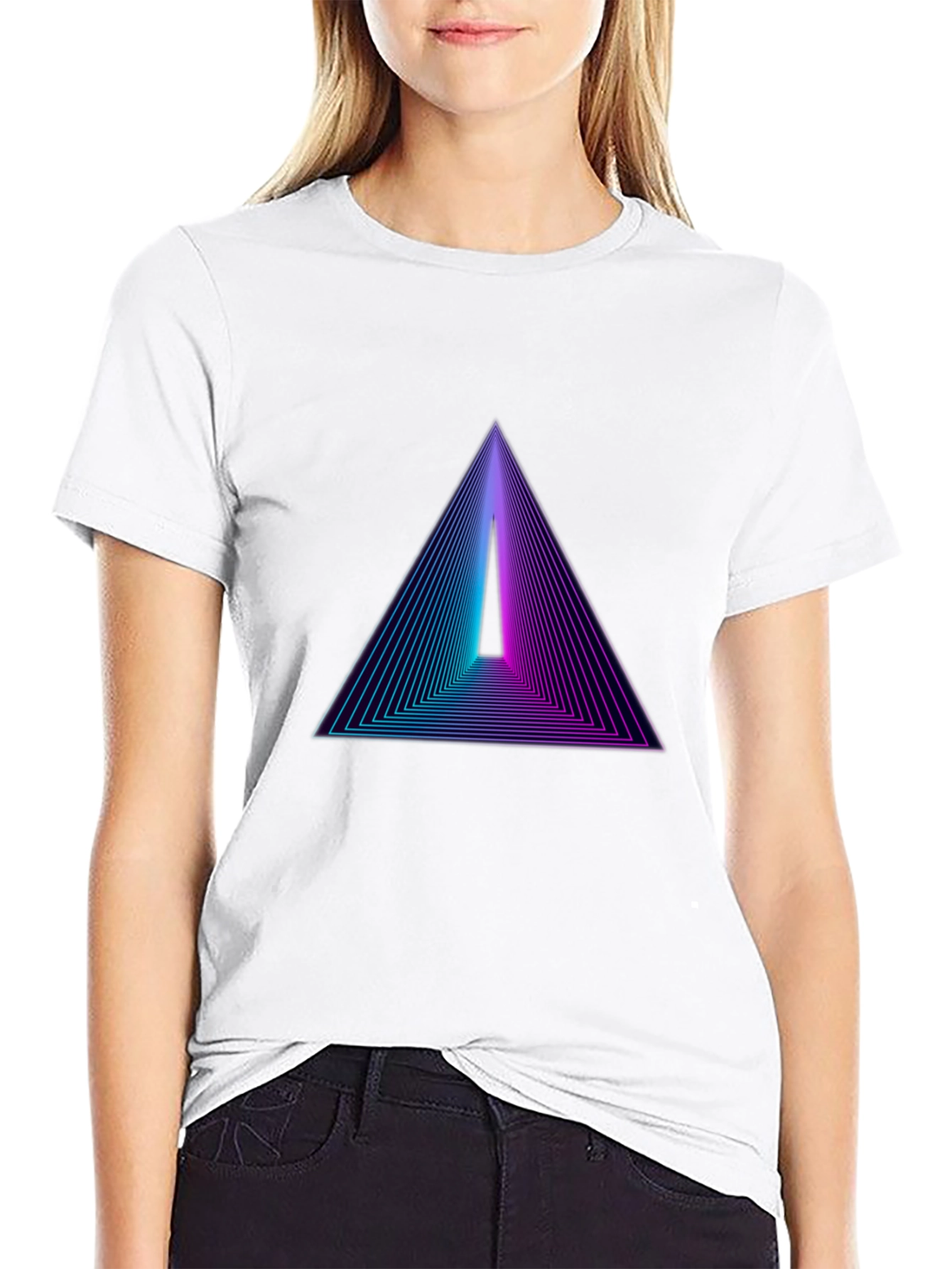 Retro Triangle Graphic Black T-Shirt