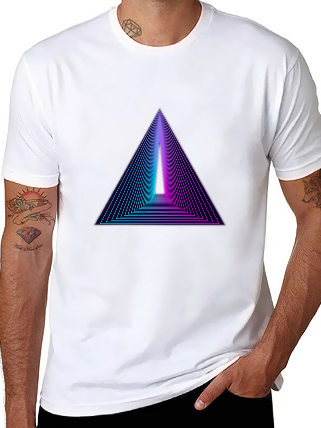Retro Triangle Graphic Black T-Shirt