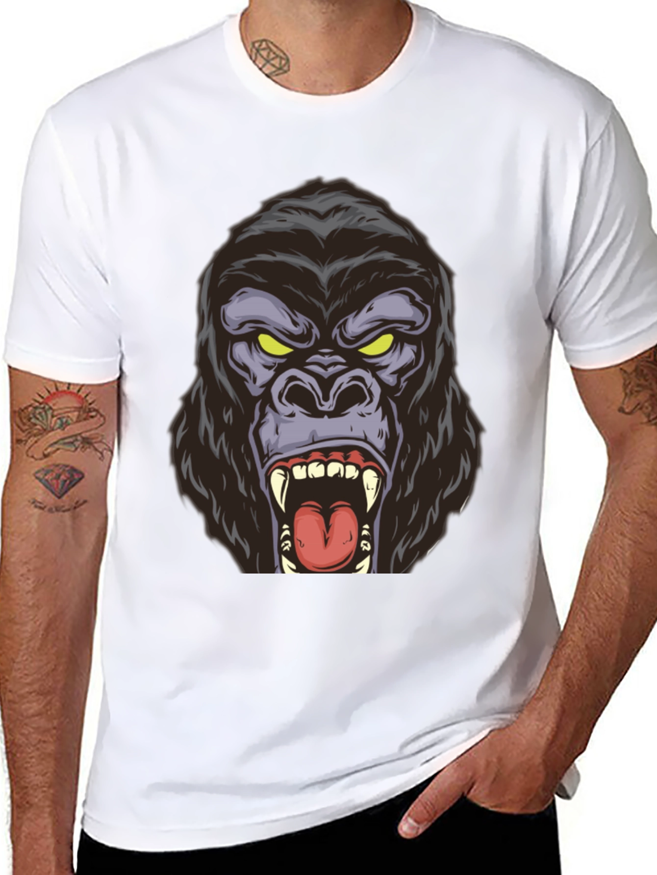 Roaring Gorilla Graphic Tee - Bold Black Shirt