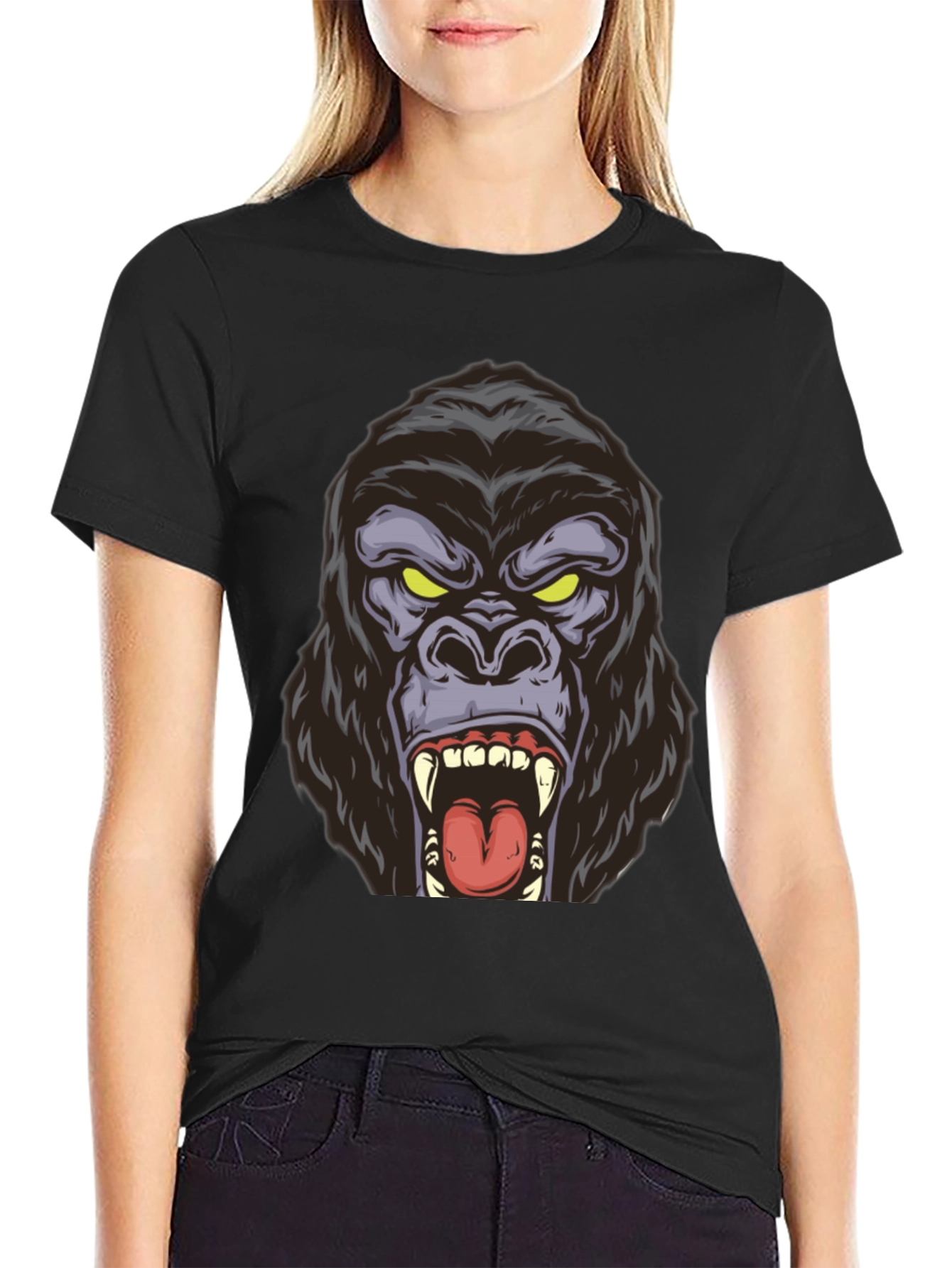Roaring Gorilla Graphic Tee - Bold Black Shirt