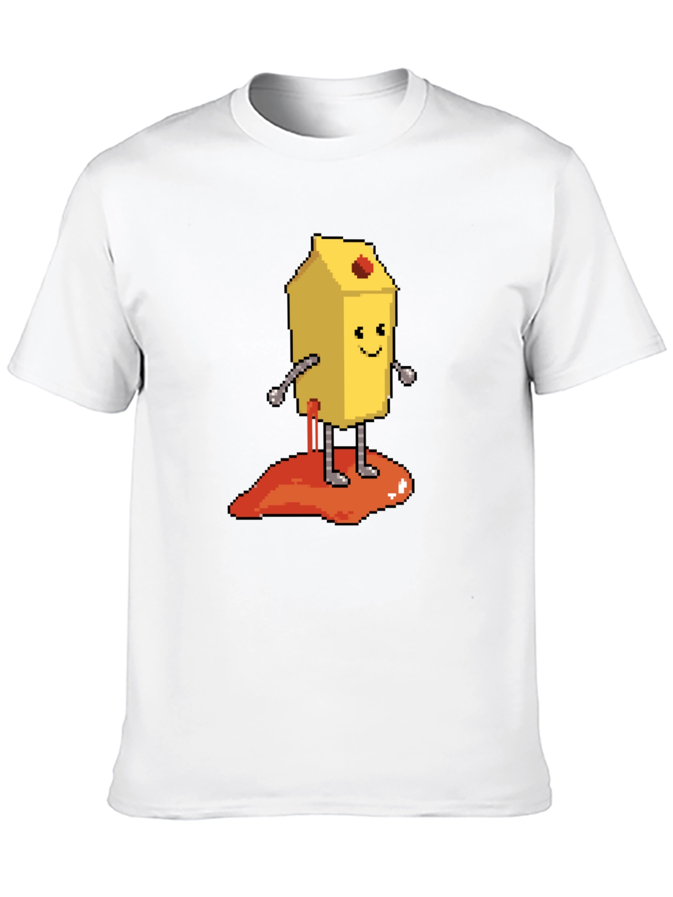 Pixelated Milk Carton Character Graphic Tee - Black