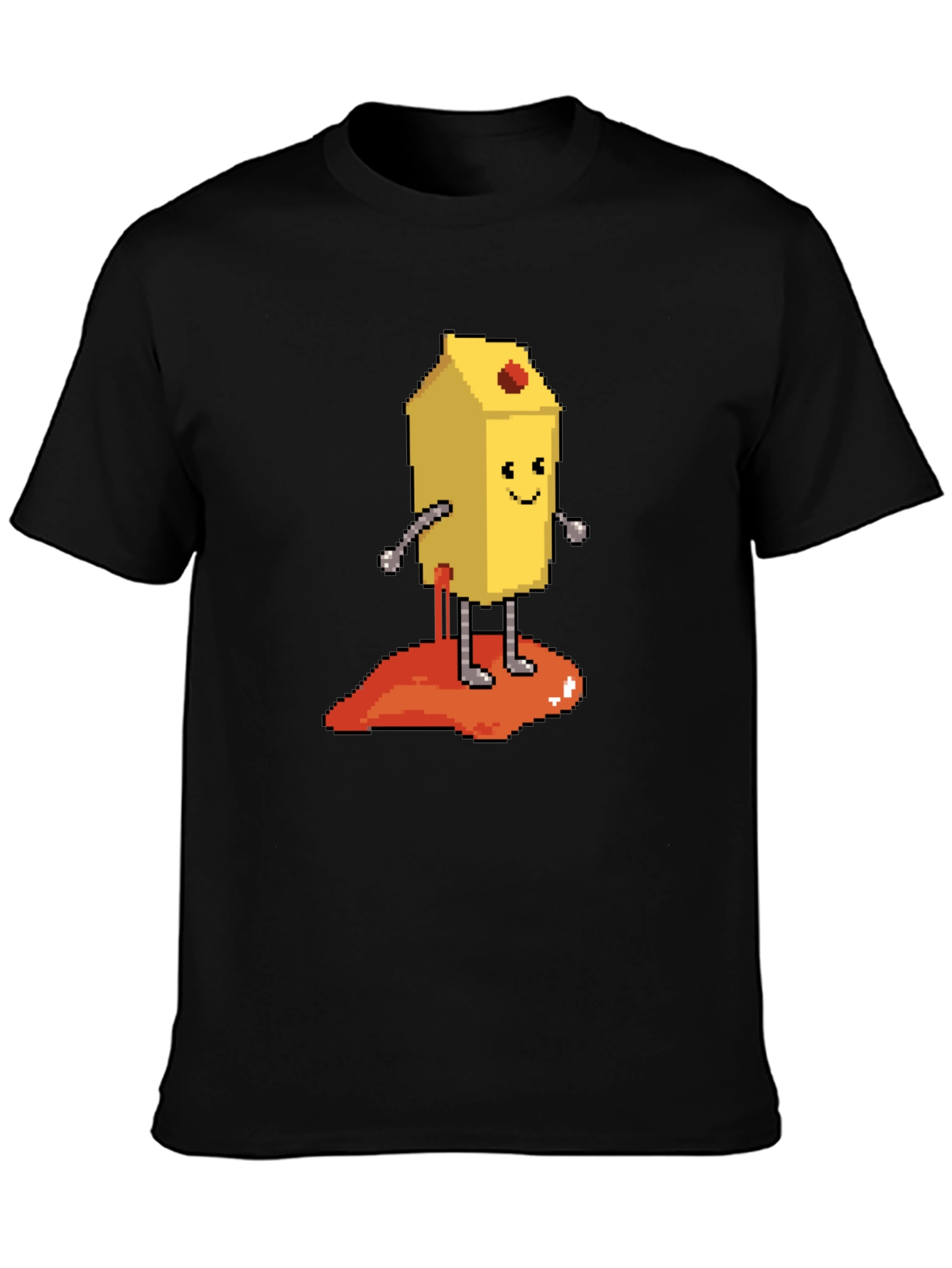 Pixelated Milk Carton Character Graphic Tee - Black