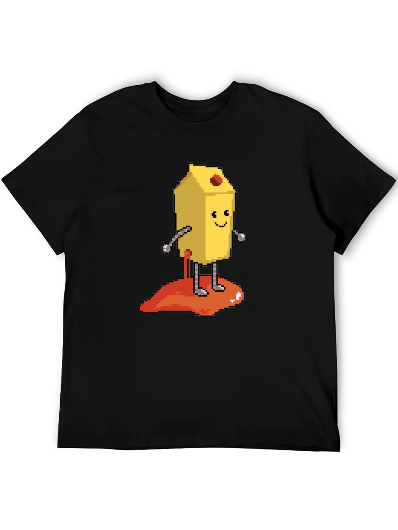 Pixelated Milk Carton Character Graphic Tee - Black