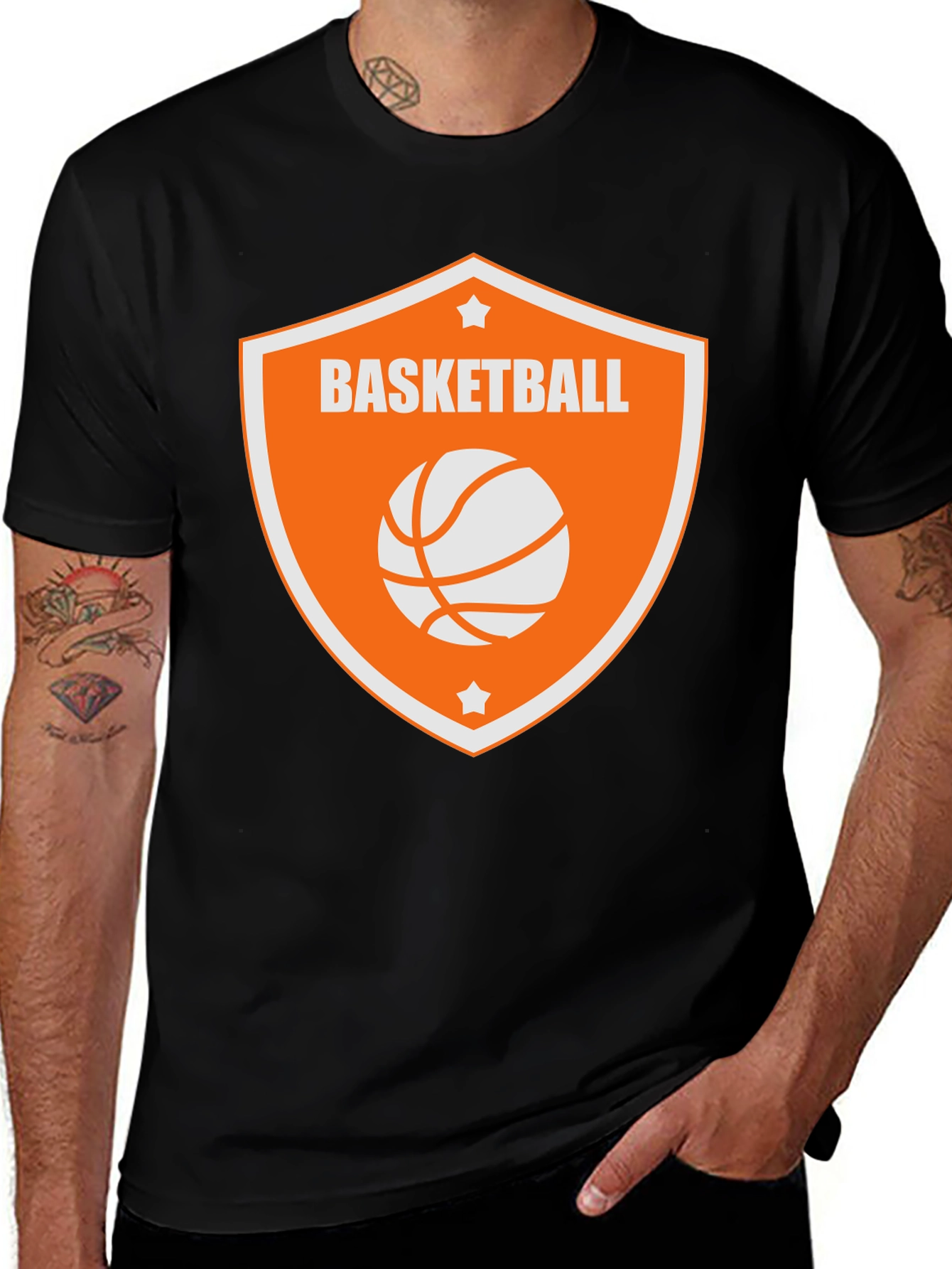 Basketball Graphic Tee - Black Cotton Shirt