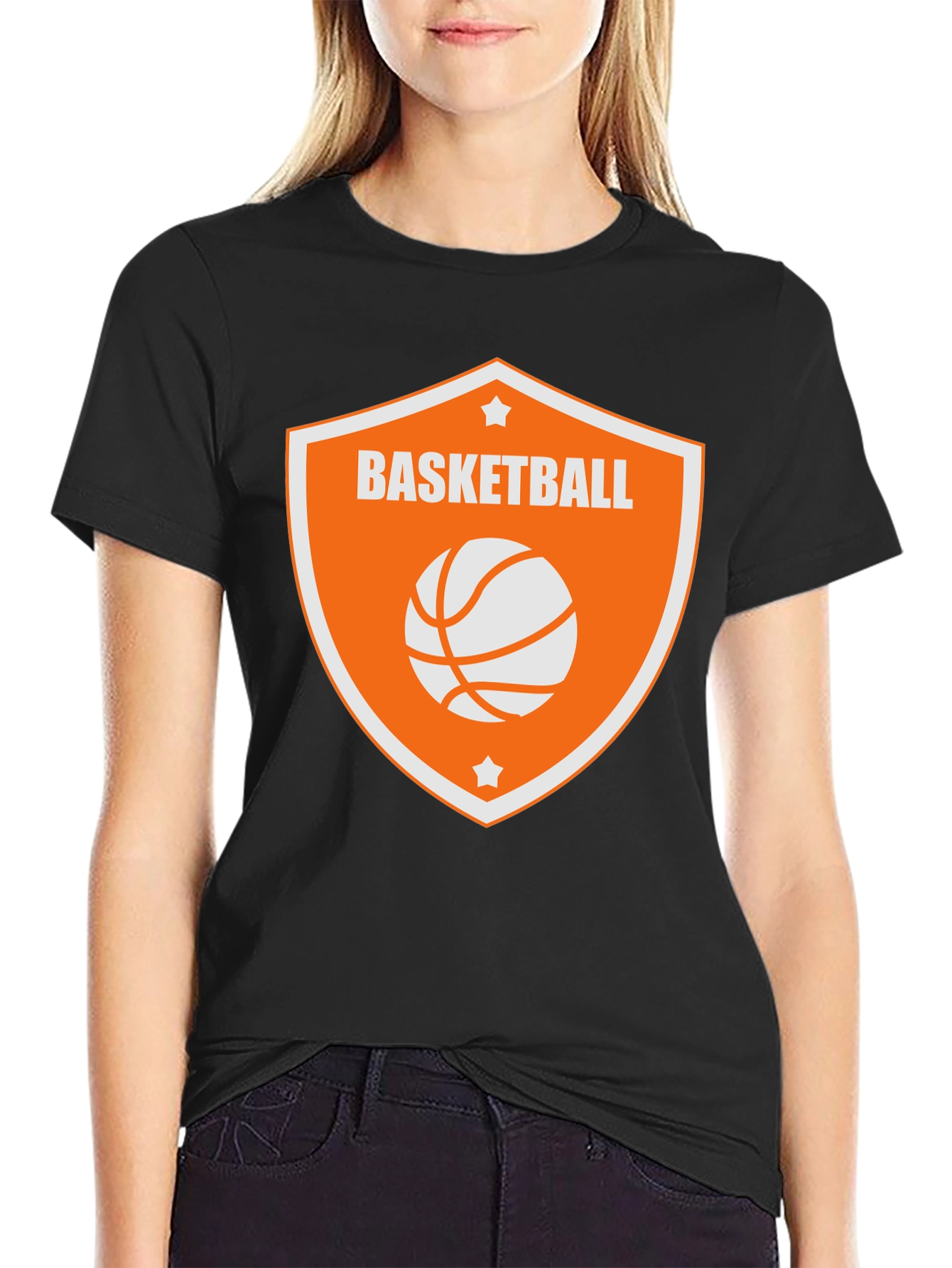Basketball Graphic Tee - Black Cotton Shirt