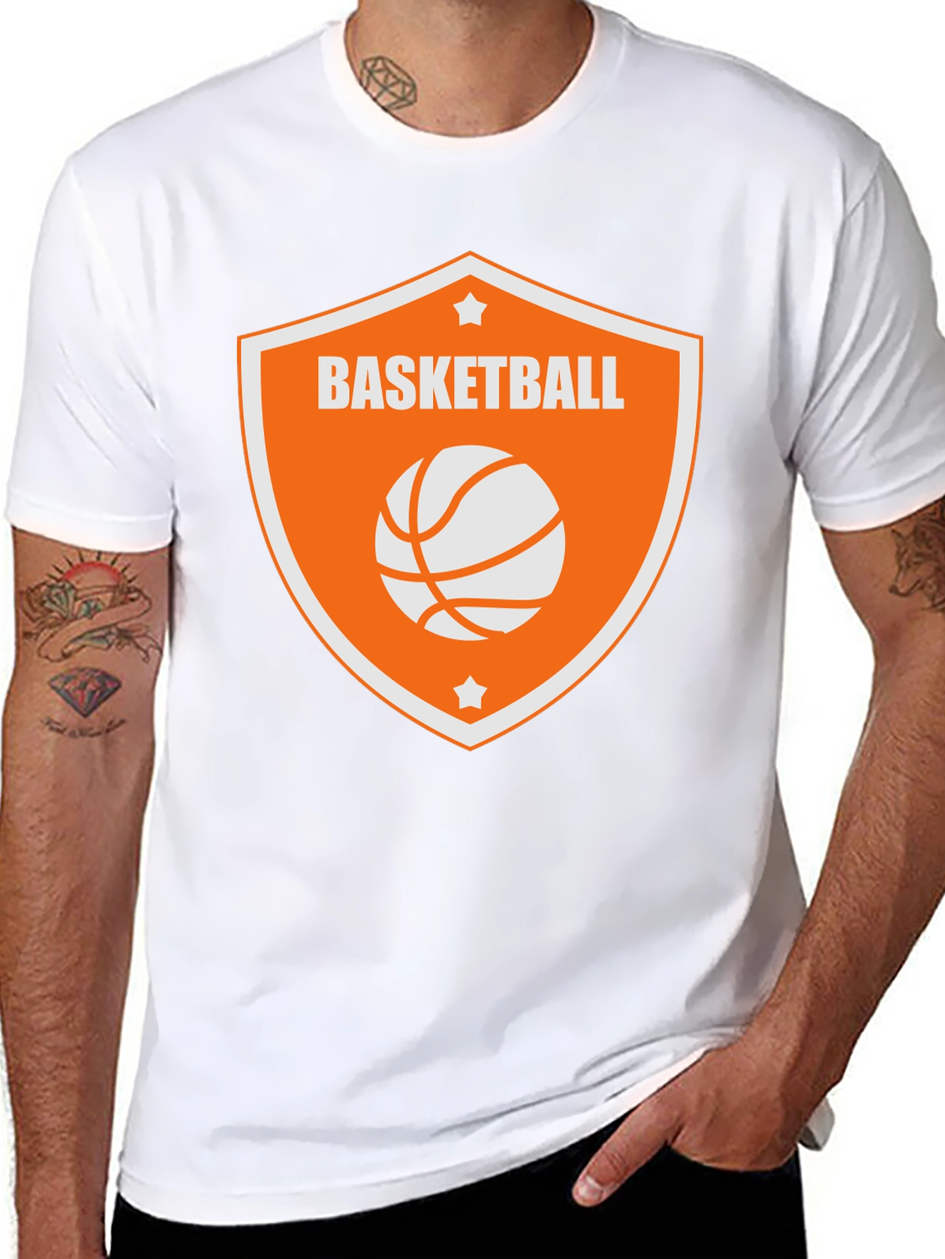 Basketball Graphic Tee - Black Cotton Shirt