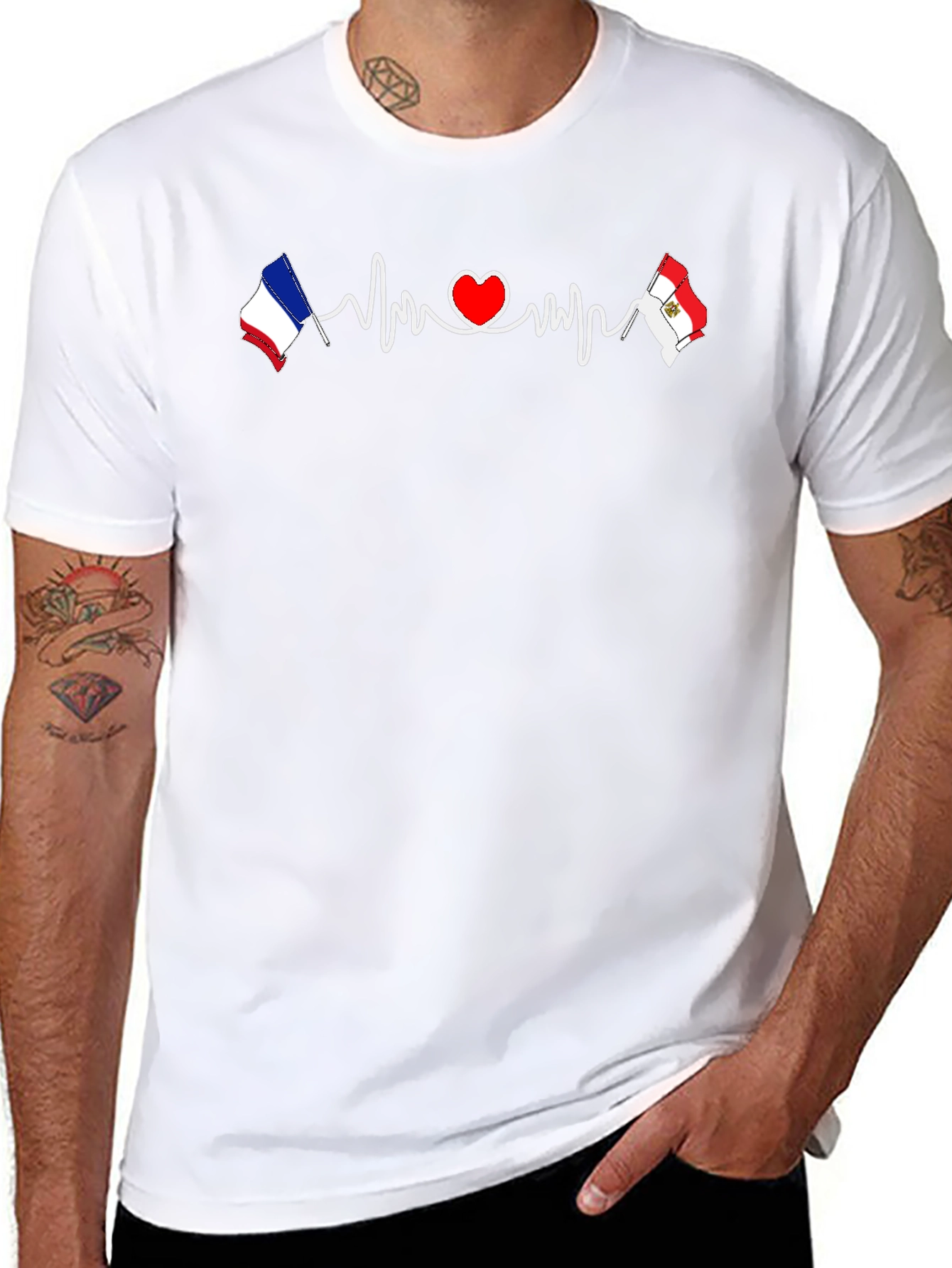France & Peru Heartbeat T-Shirt