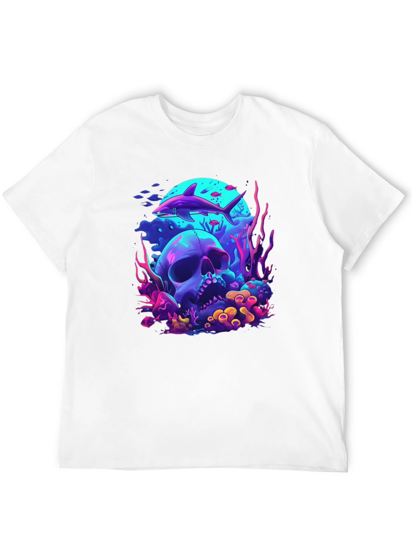 Neon Shark & Skull Graphic Tee - Unique Style