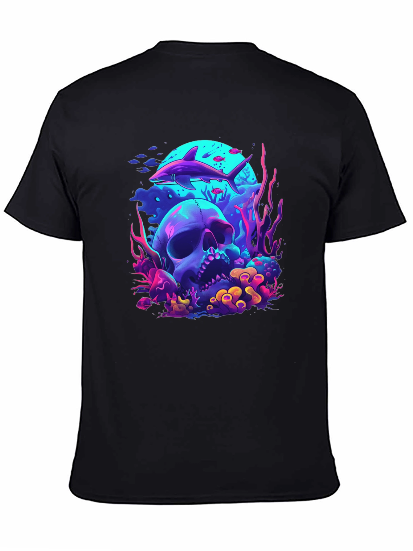 Neon Shark & Skull Graphic Tee - Unique Style