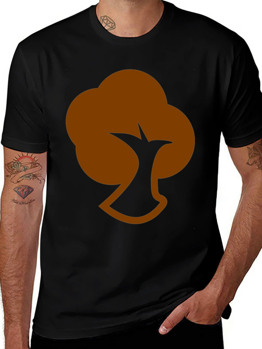 Abstract Tree Graphic Tee - Casual Black T-Shirt