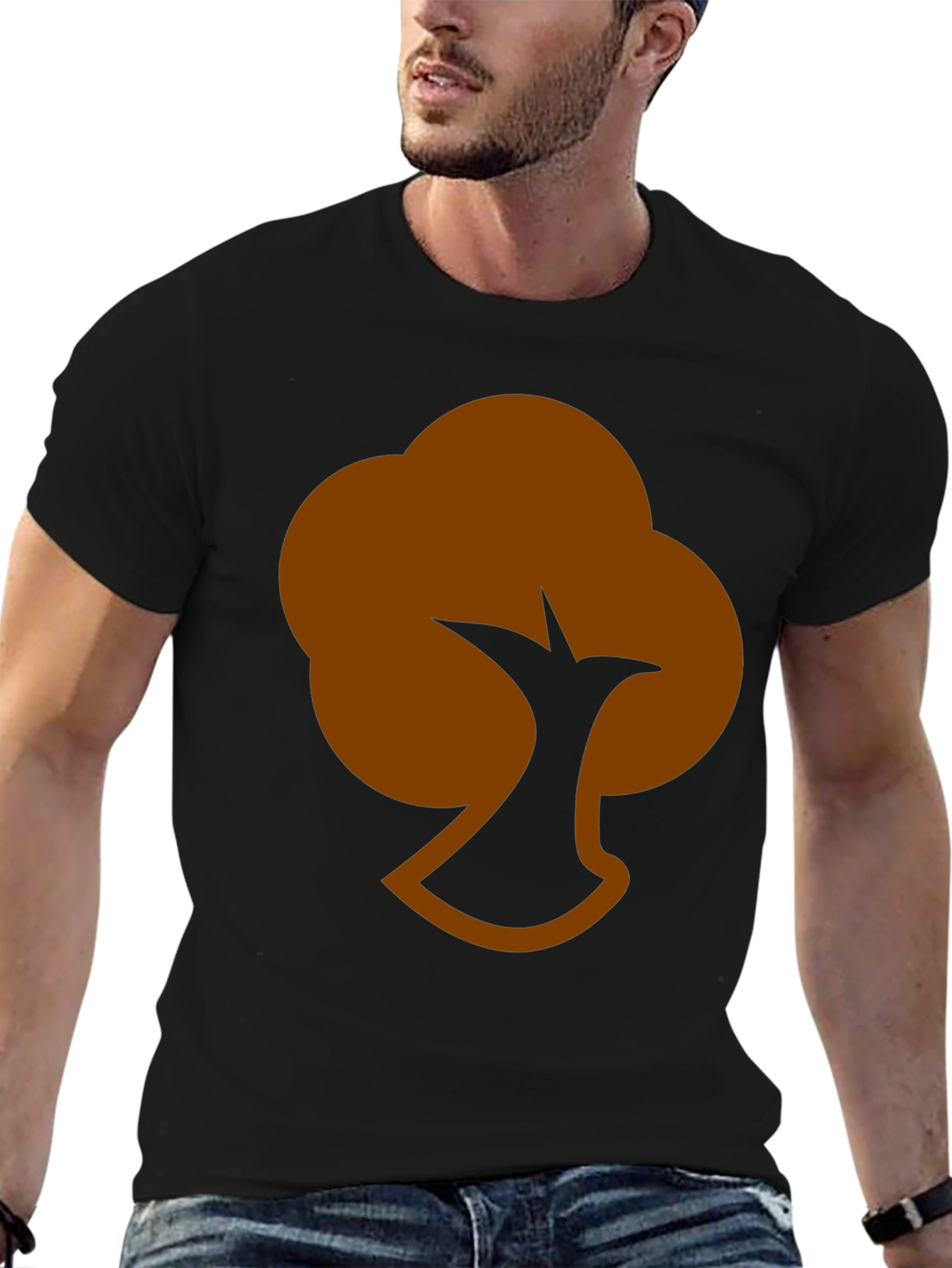 Abstract Tree Graphic Tee - Casual Black T-Shirt
