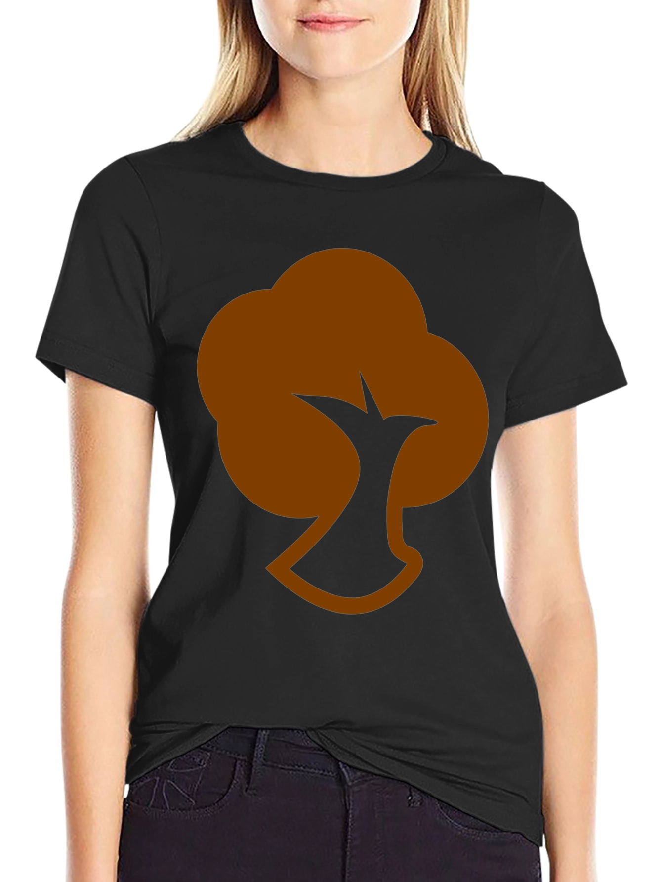 Abstract Tree Graphic Tee - Casual Black T-Shirt
