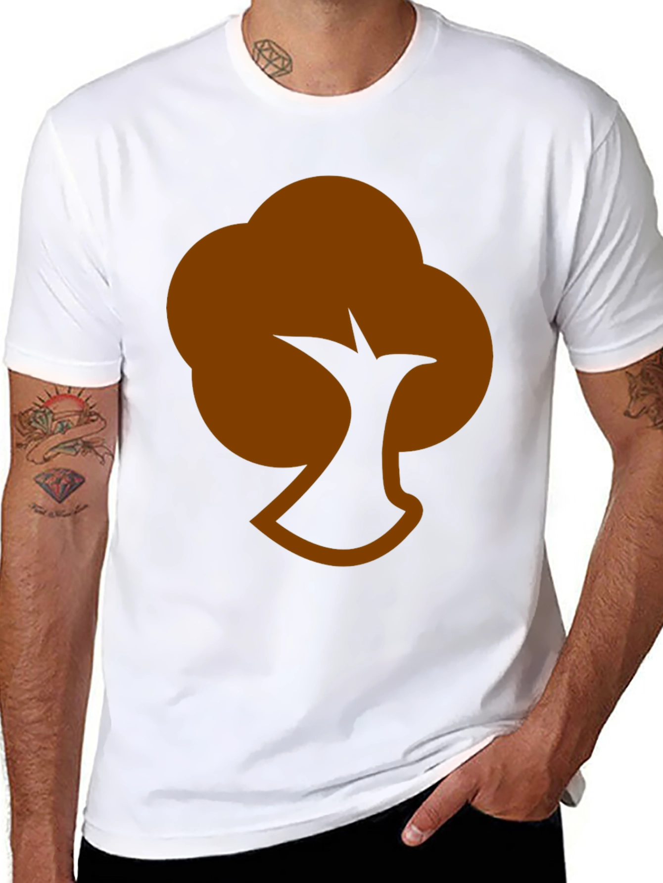 Abstract Tree Graphic Tee - Casual Black T-Shirt
